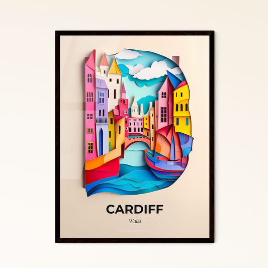 Vivid Cardiff, Wales - a paper cut of a city with a boat