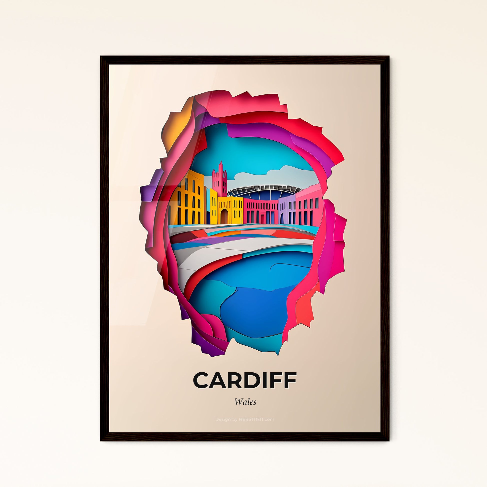 Vivid Cardiff, Wales - a paper cut of a city with a bridge