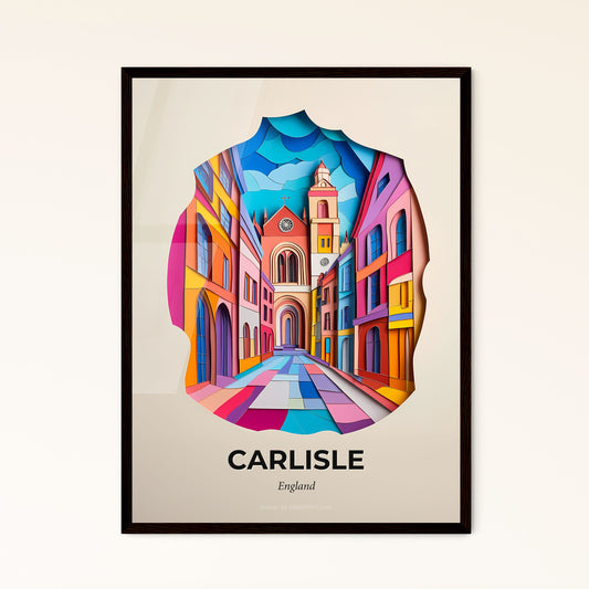 Vivid Carlisle, England - a colorful picture of a street with a clock tower