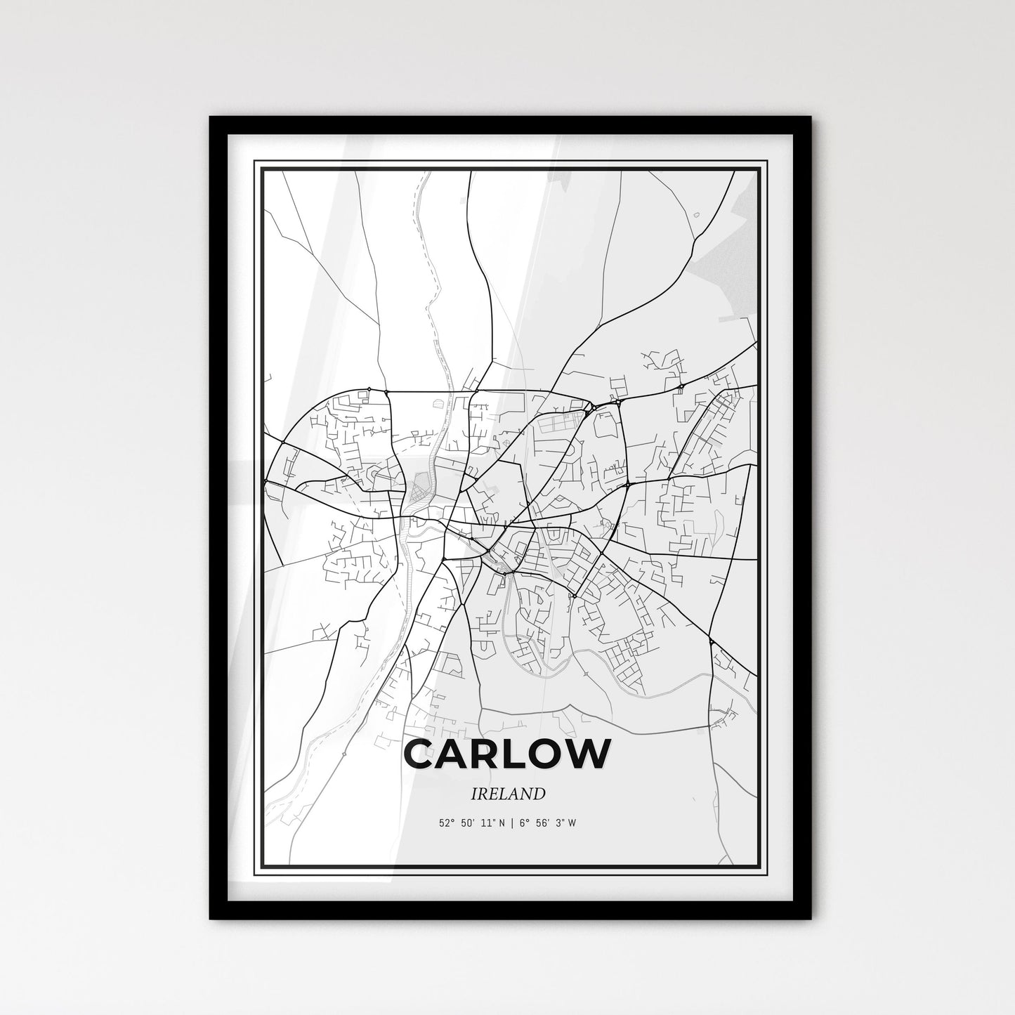 Carlow Ireland - Scandinavian Style City Map for Modern Home Decor