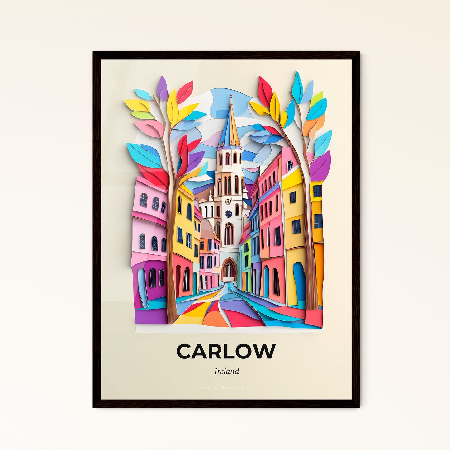 Vivid Carlow, Ireland - a paper cut of a city with a church