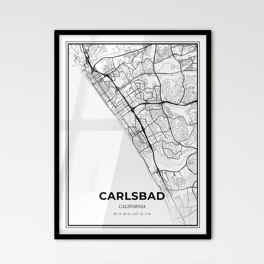 Carlsbad California - Scandinavian Style City Map for Modern Home Decor