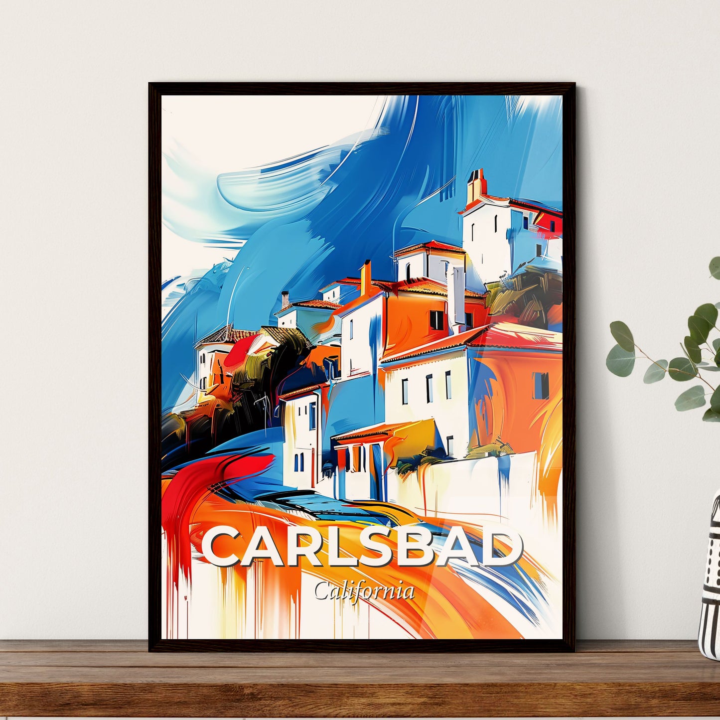 Vibrant Carlsbad, California - A Painting Of A Colorful City