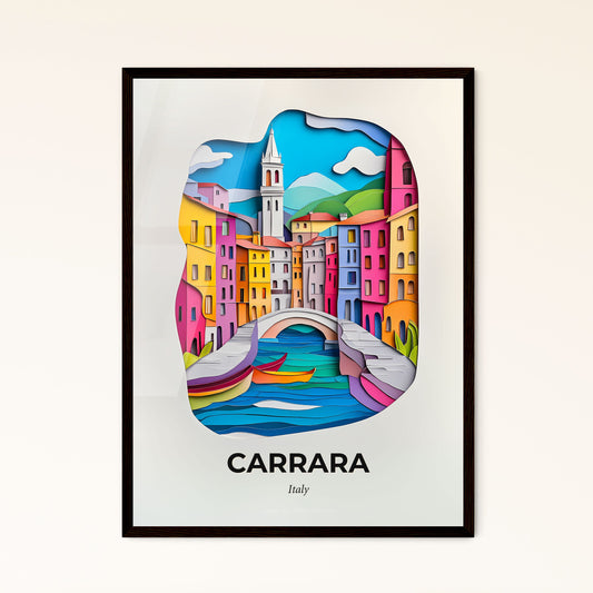 Vivid Carrara, Italy - a paper cut of a city with a bridge