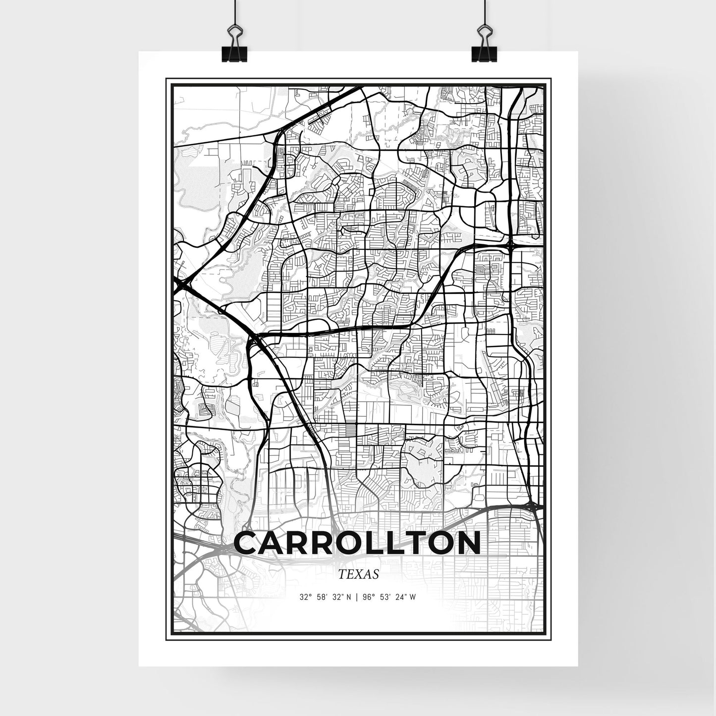 Carrollton Texas - Premium City Map Poster