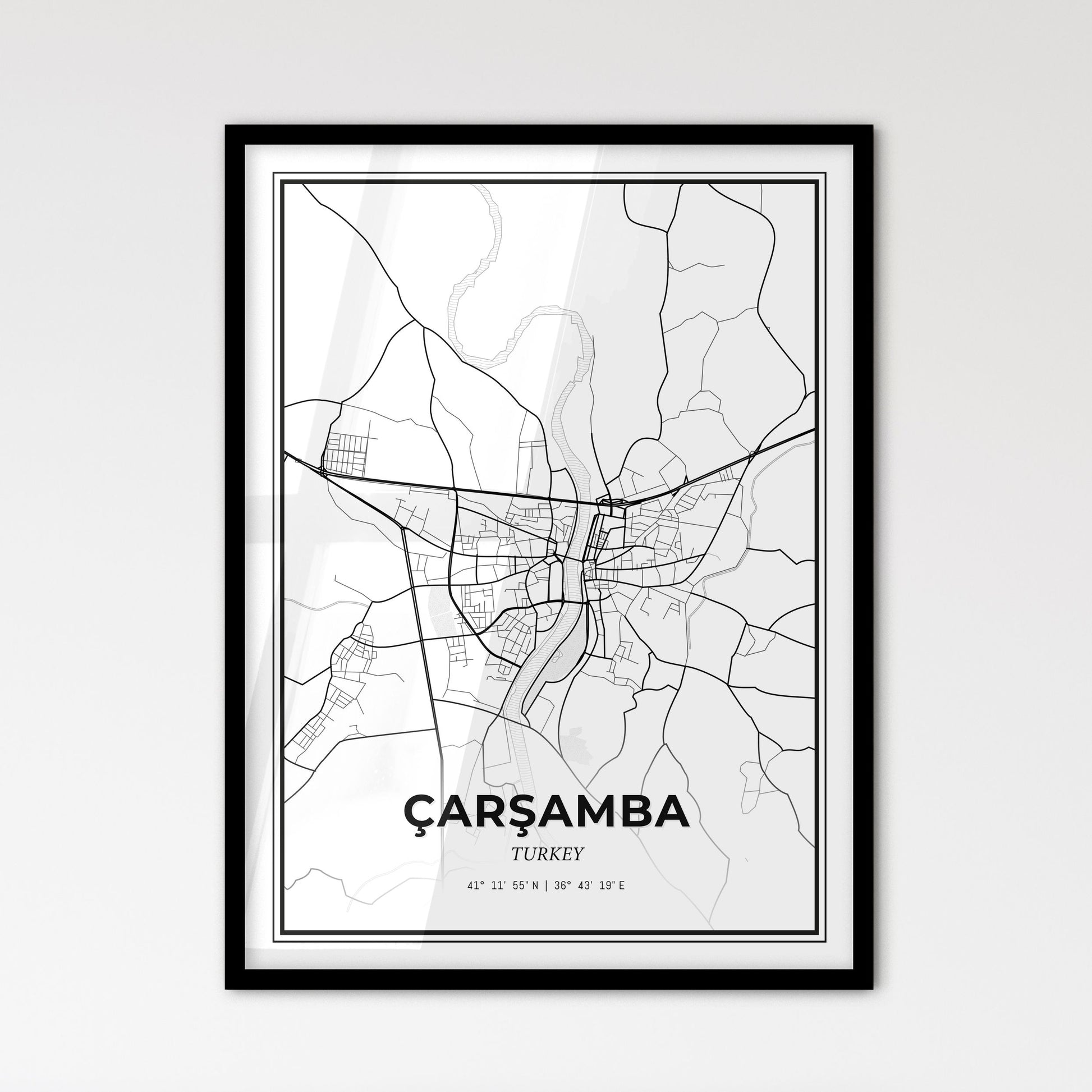 Çarşamba Turkey - Scandinavian Style City Map for Modern Home Decor