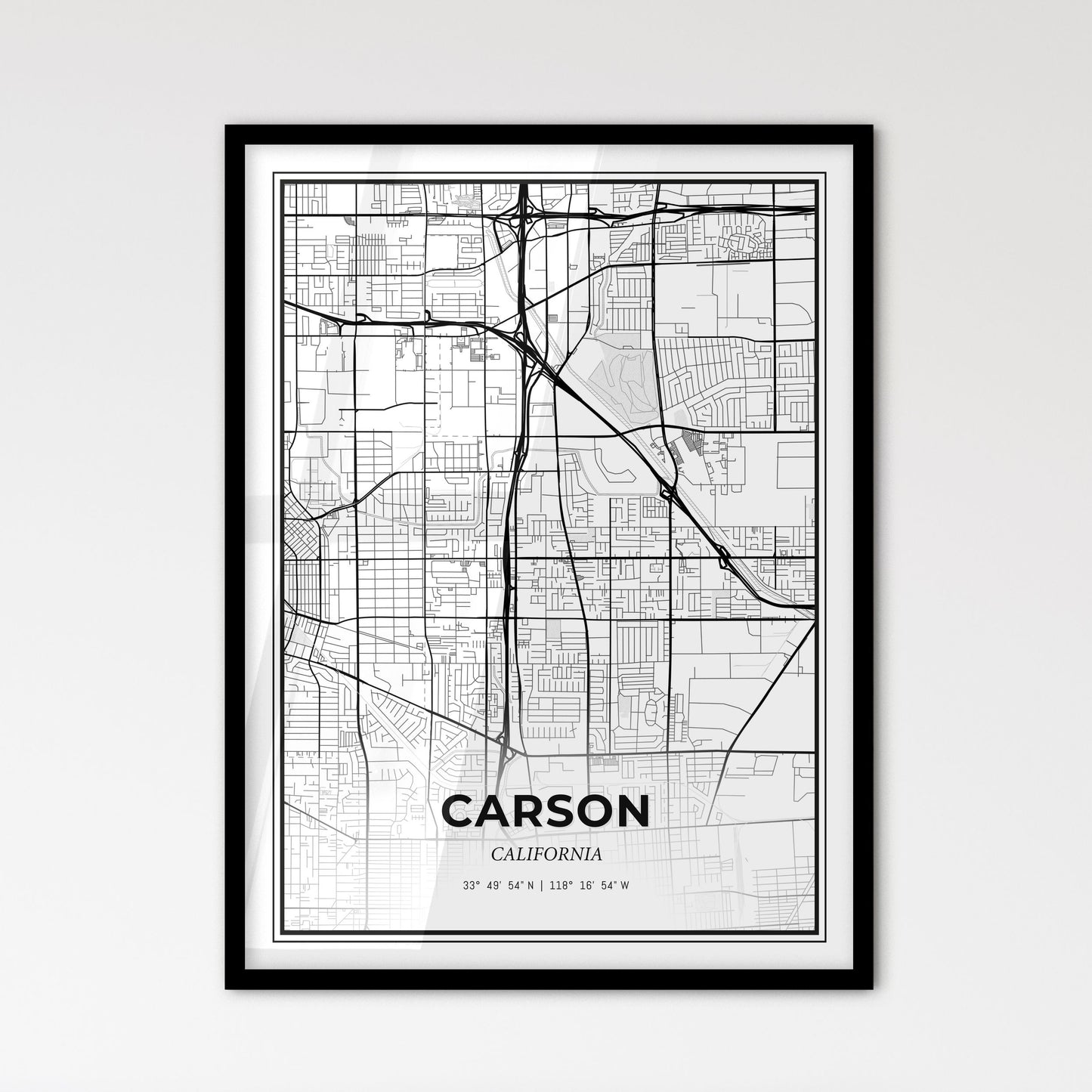 Carson California - Scandinavian Style City Map for Modern Home Decor