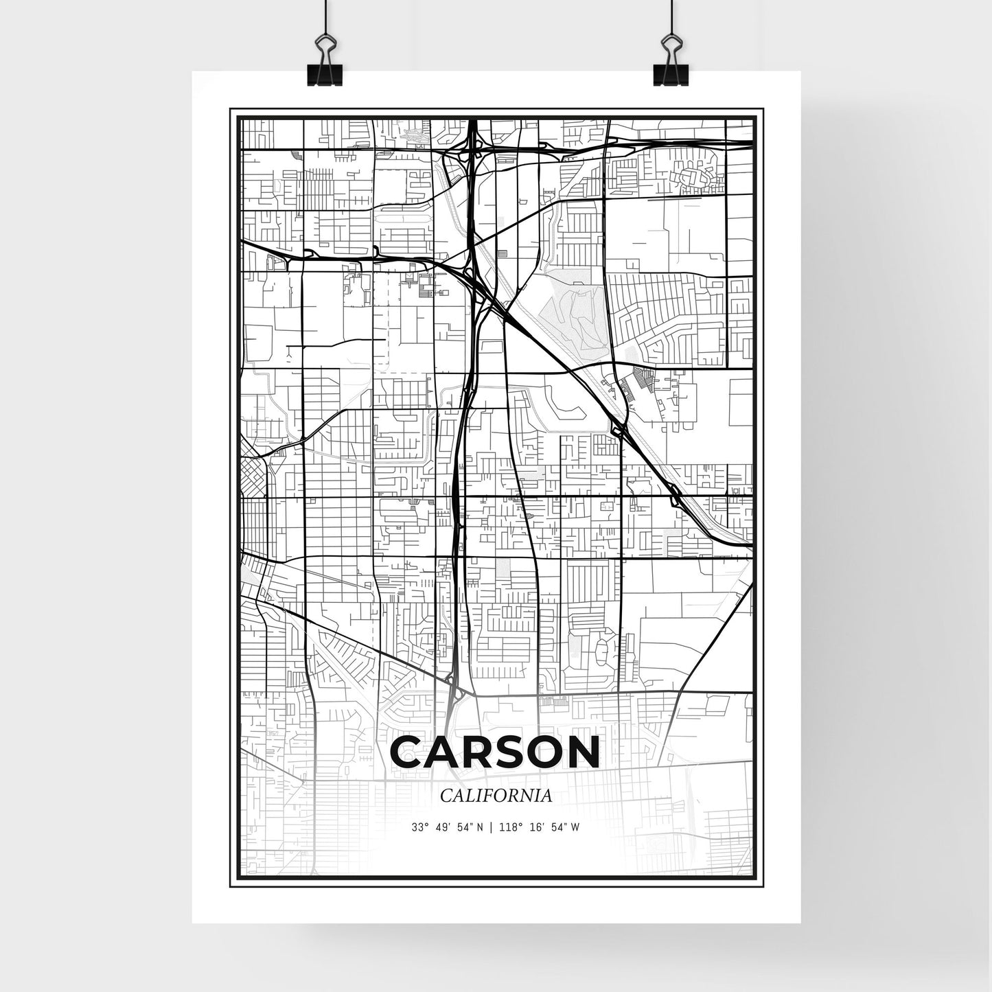 Carson California - Premium City Map Poster