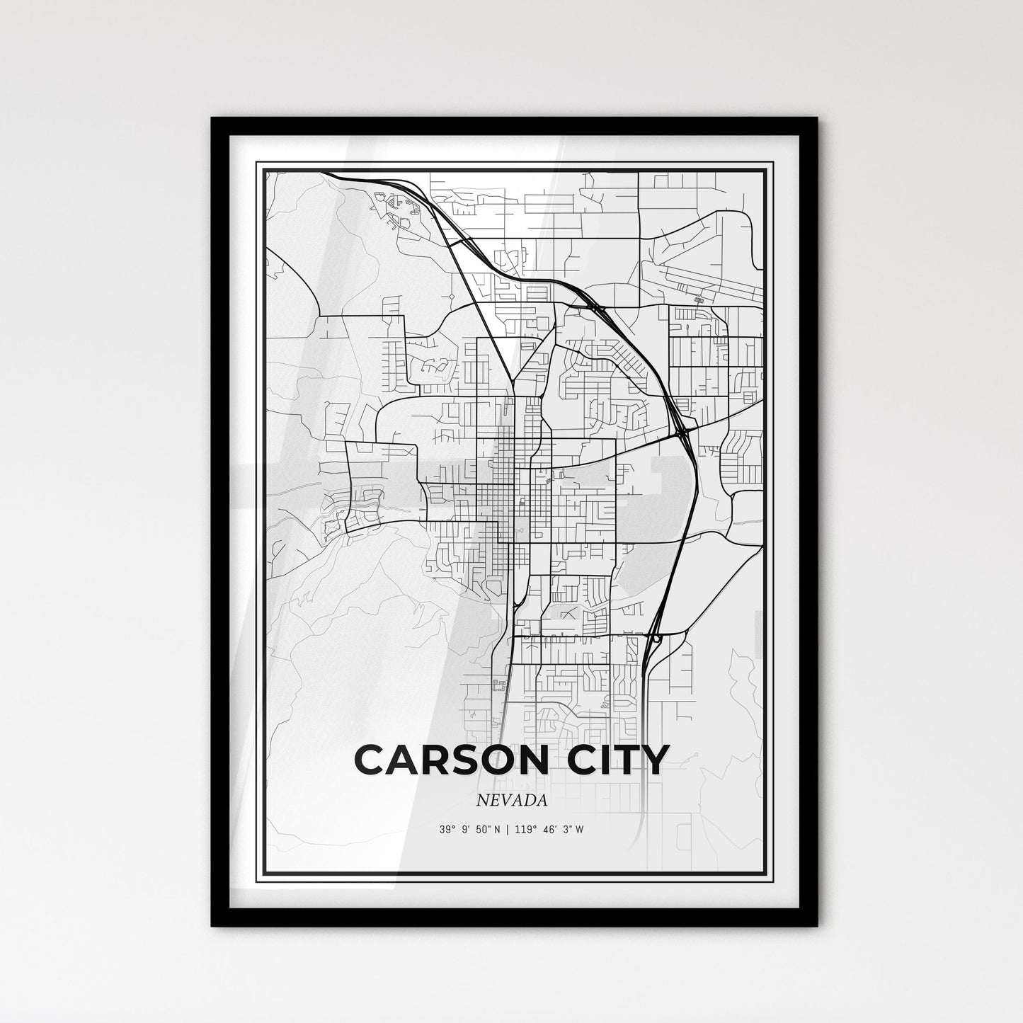 Carson City Nevada - Scandinavian Style City Map for Modern Home Decor