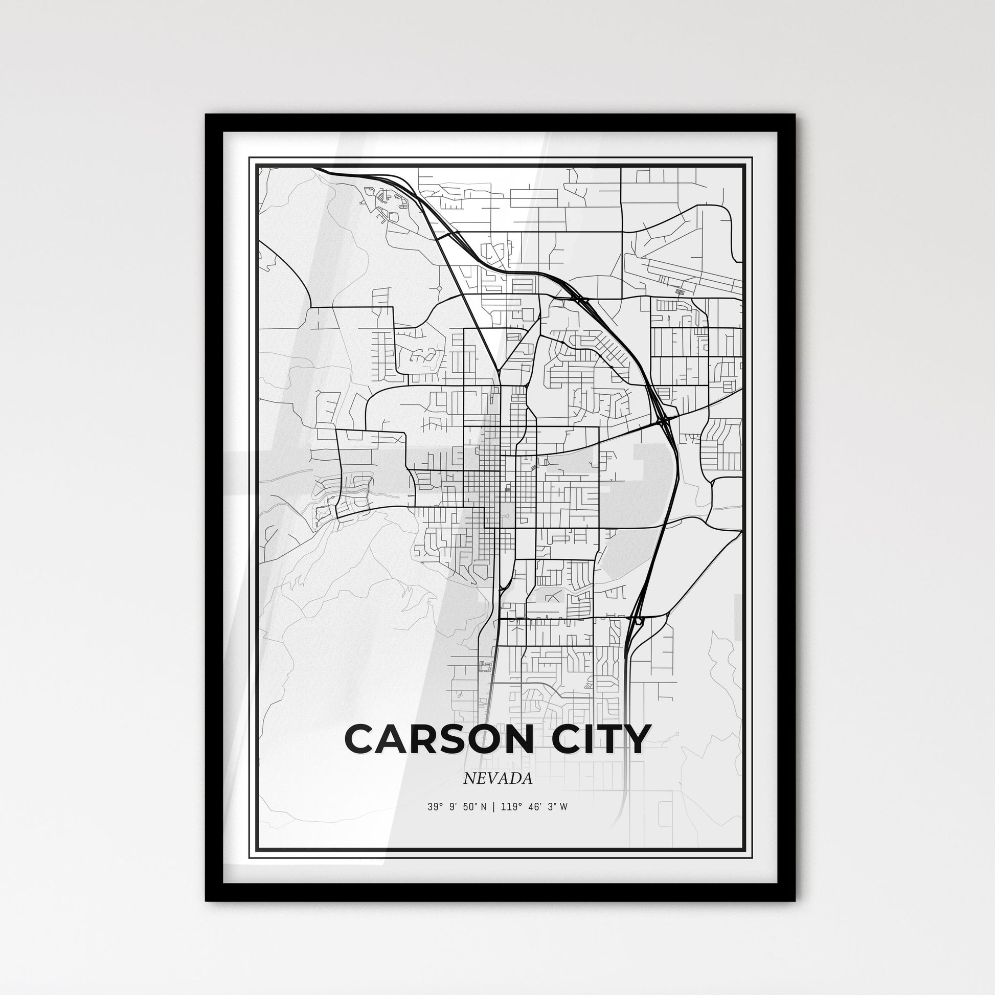 Carson City Nevada - Scandinavian Style City Map for Modern Home Decor