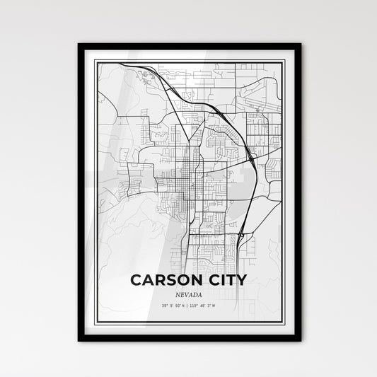 Carson City Nevada - Scandinavian Style City Map for Modern Home Decor