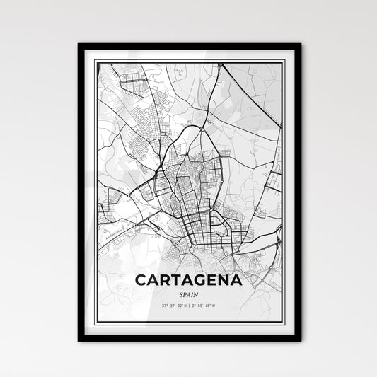 Cartagena Spain - Scandinavian Style City Map for Modern Home Decor