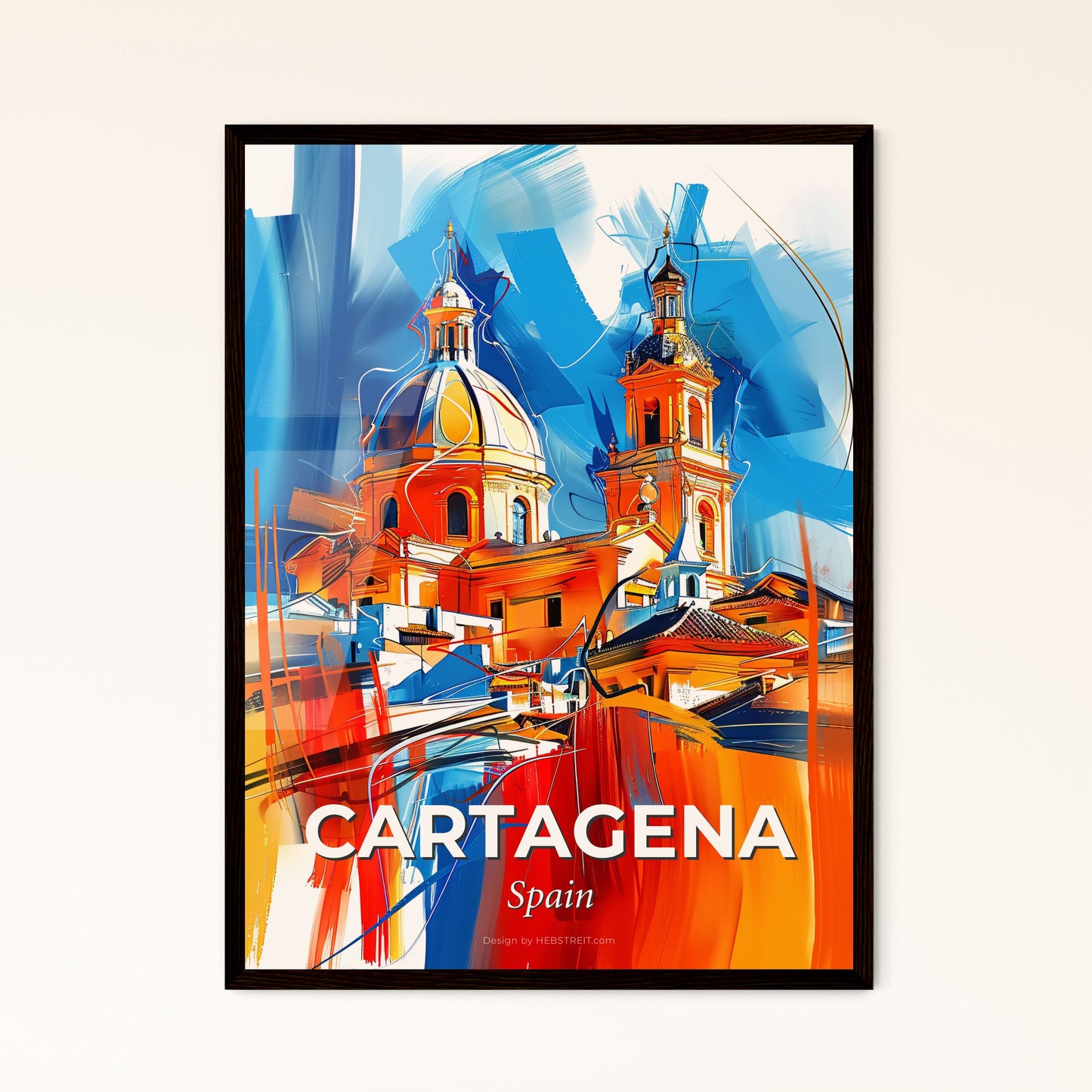 Vibrant Cartagena, Spain - A Painting Of A Building With A Dome And Towers