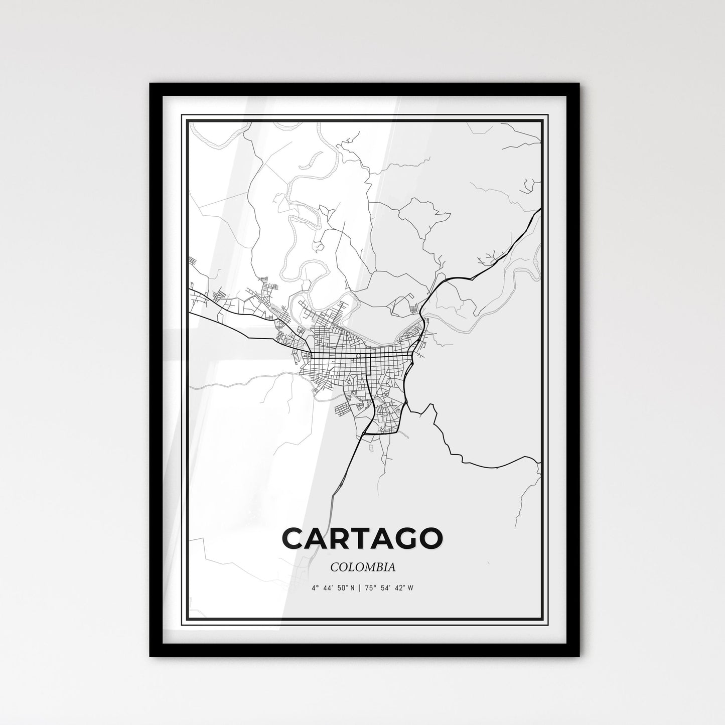 Cartago Colombia - Scandinavian Style City Map for Modern Home Decor