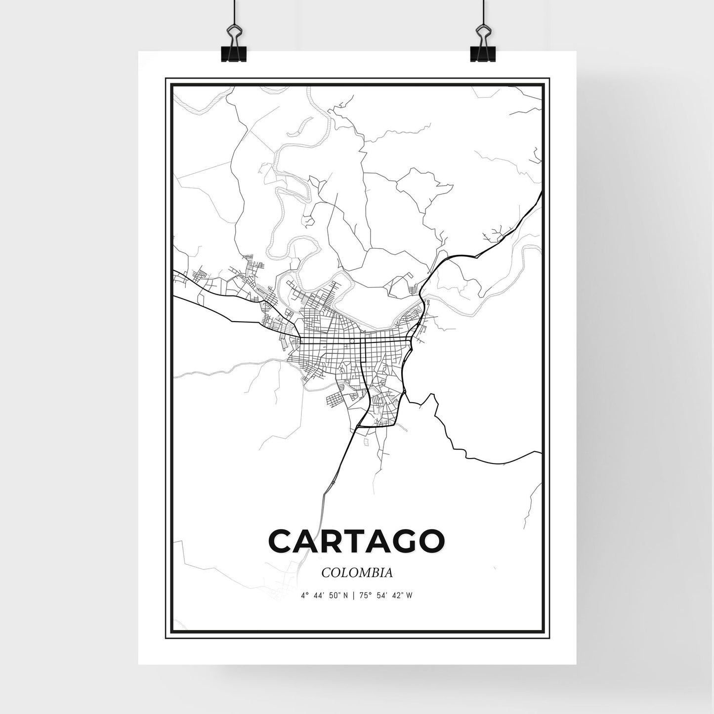 Cartago Colombia - Premium City Map Poster