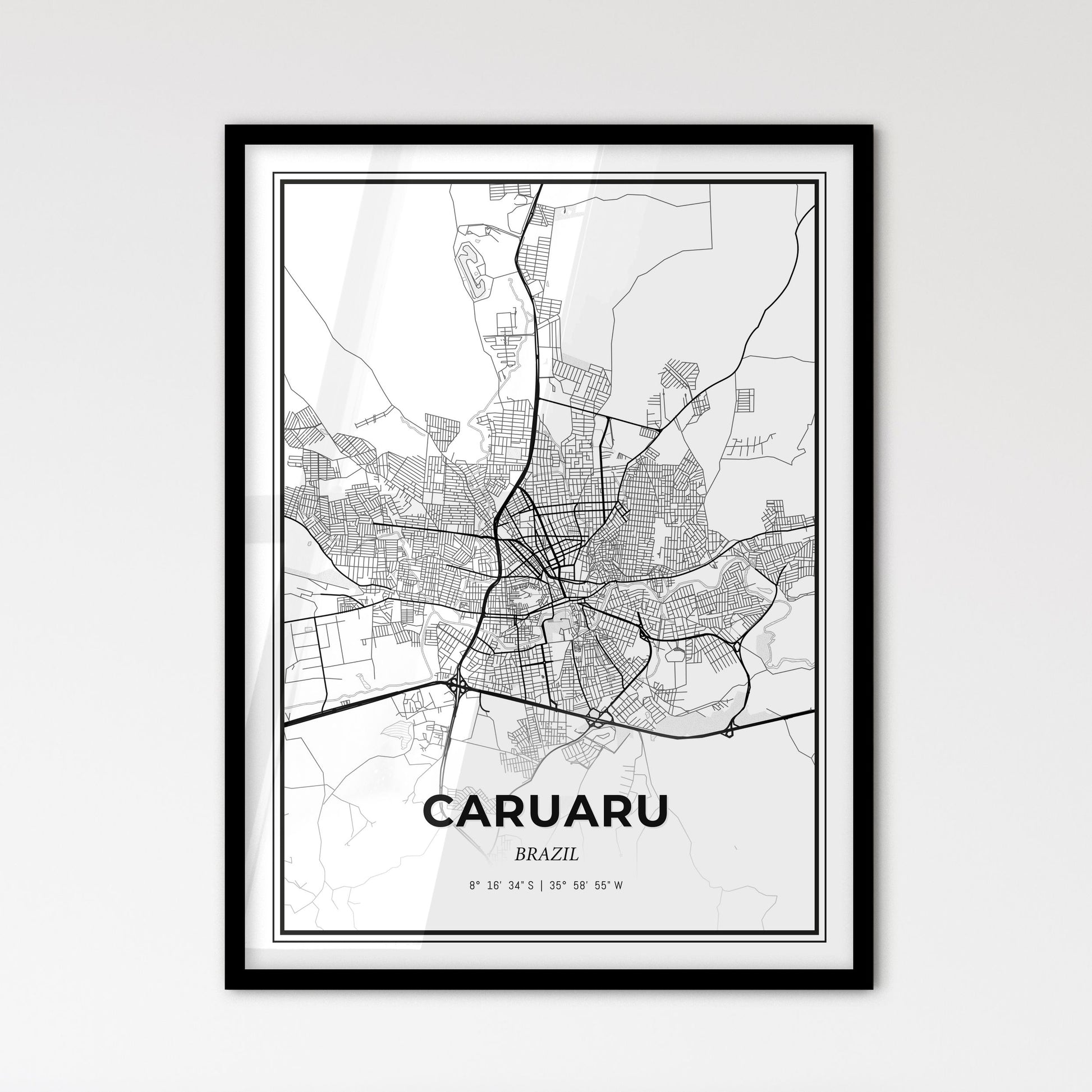 Caruaru Brazil - Scandinavian Style City Map for Modern Home Decor