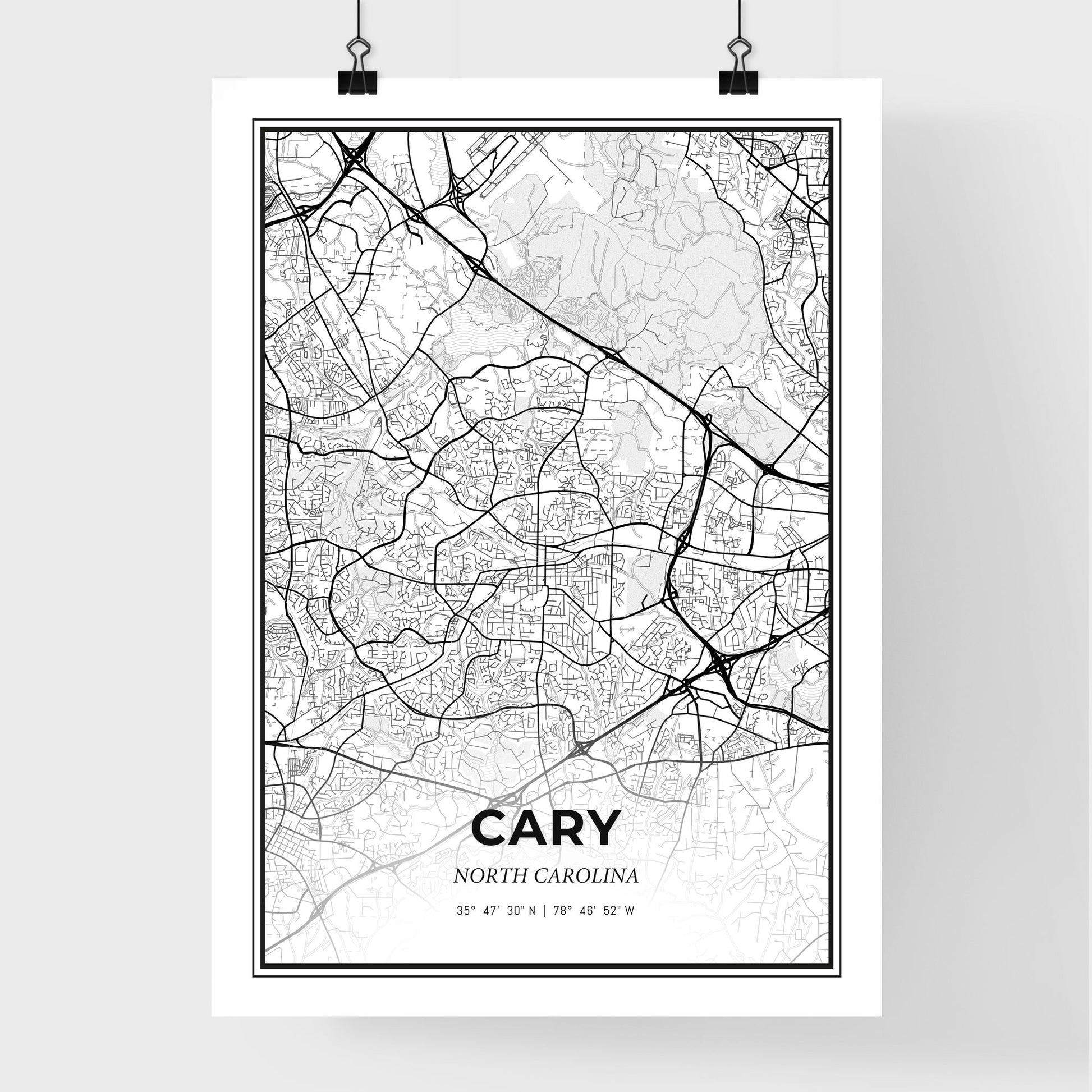 Cary North Carolina - Premium City Map Poster