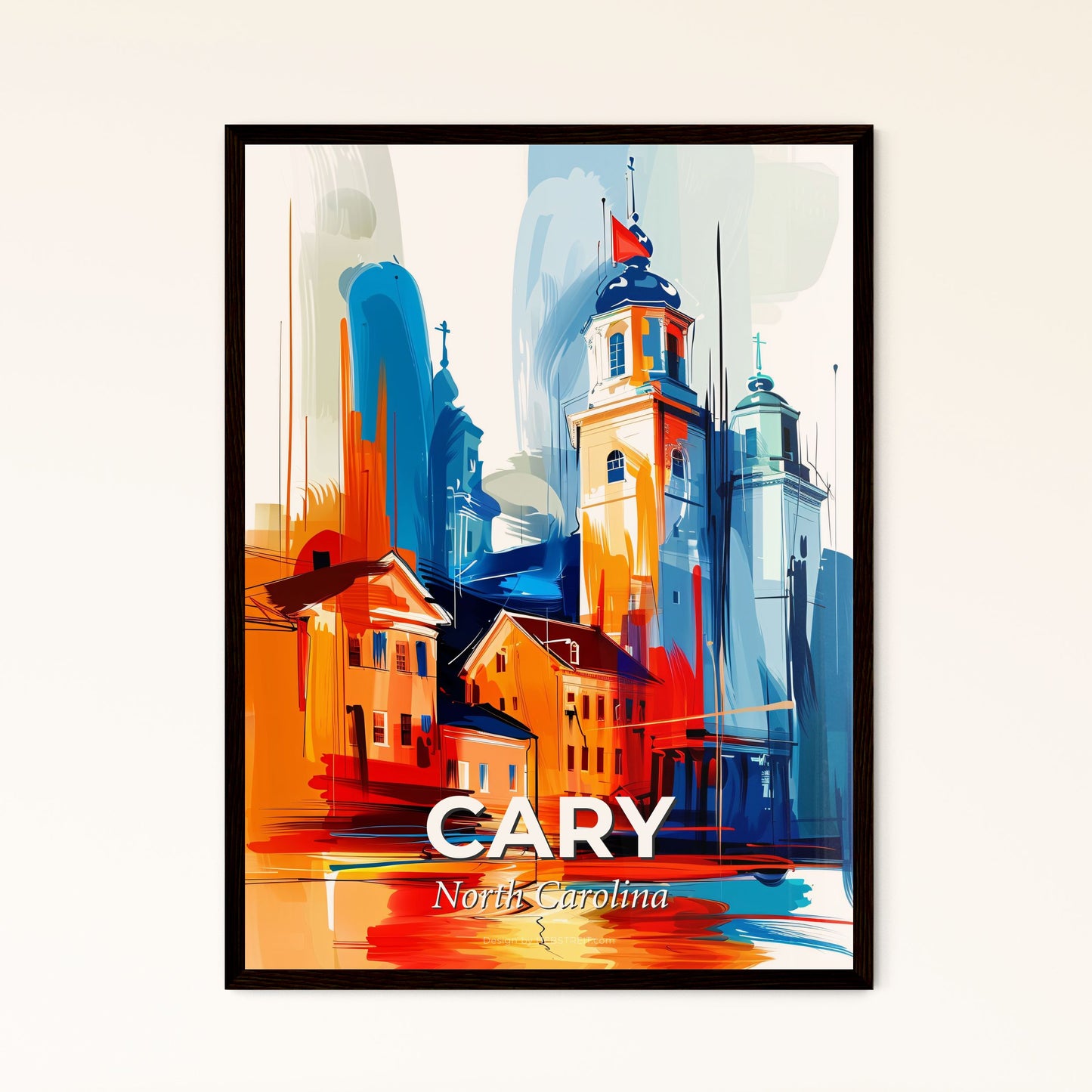 Vibrant Cary, North Carolina - A Painting Of A City