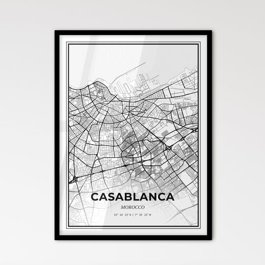 Casablanca Morocco - Scandinavian Style City Map for Modern Home Decor