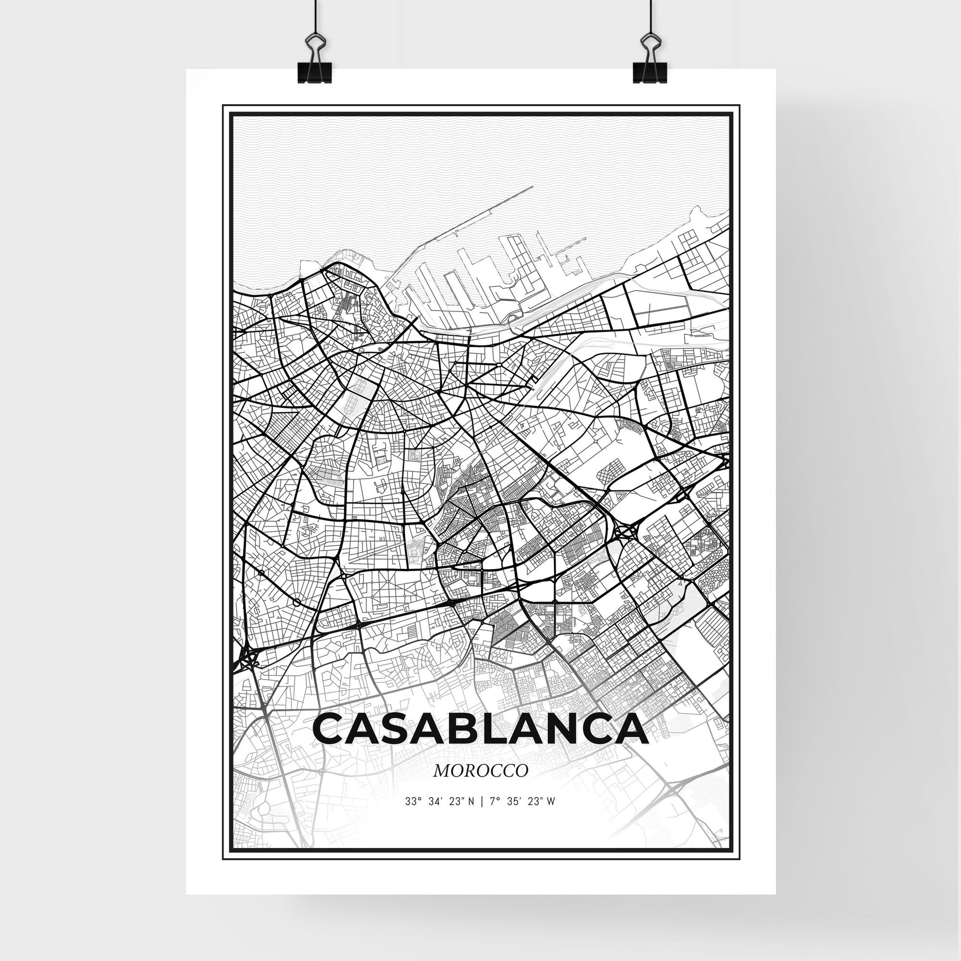 Casablanca Morocco - Premium City Map Poster