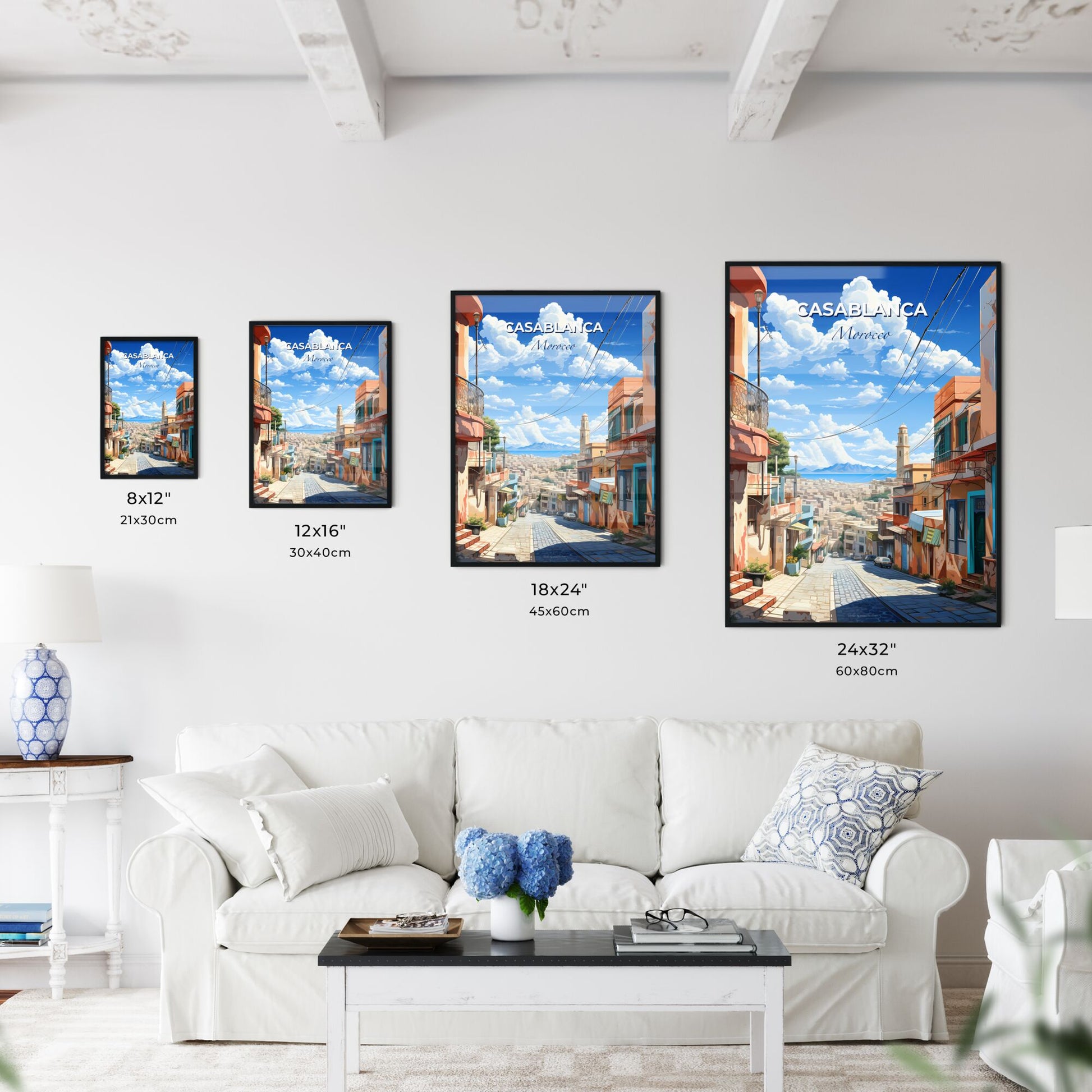 Vibrant Casablanca Morocco Street City Skyline Painting Art Print Default Title