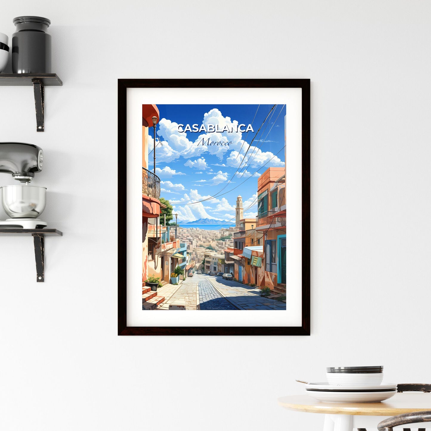 Vibrant Casablanca Morocco Street City Skyline Painting Art Print Default Title