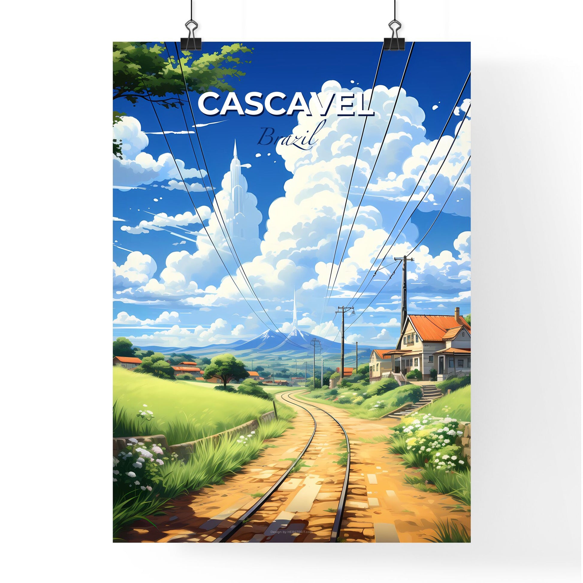 Vibrant Cascavel Brazil Skyline Art Print - Railway Village Scenic Painting Default Title