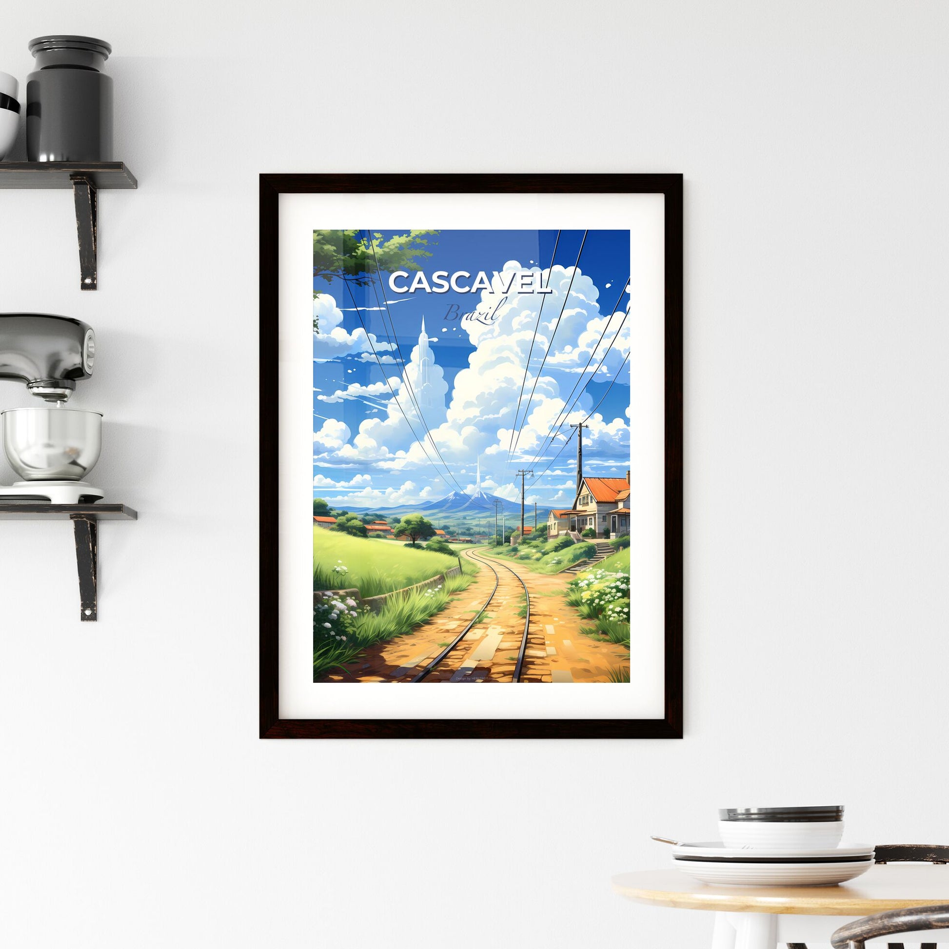 Vibrant Cascavel Brazil Skyline Art Print - Railway Village Scenic Painting Default Title