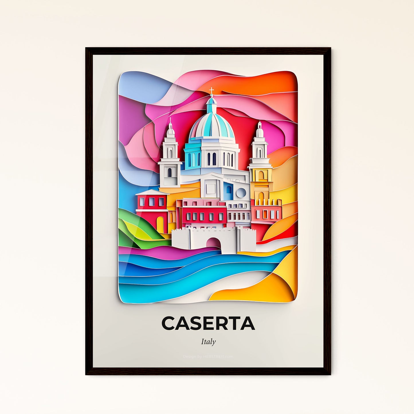 Vivid Caserta, Italy - a church with a rainbow background