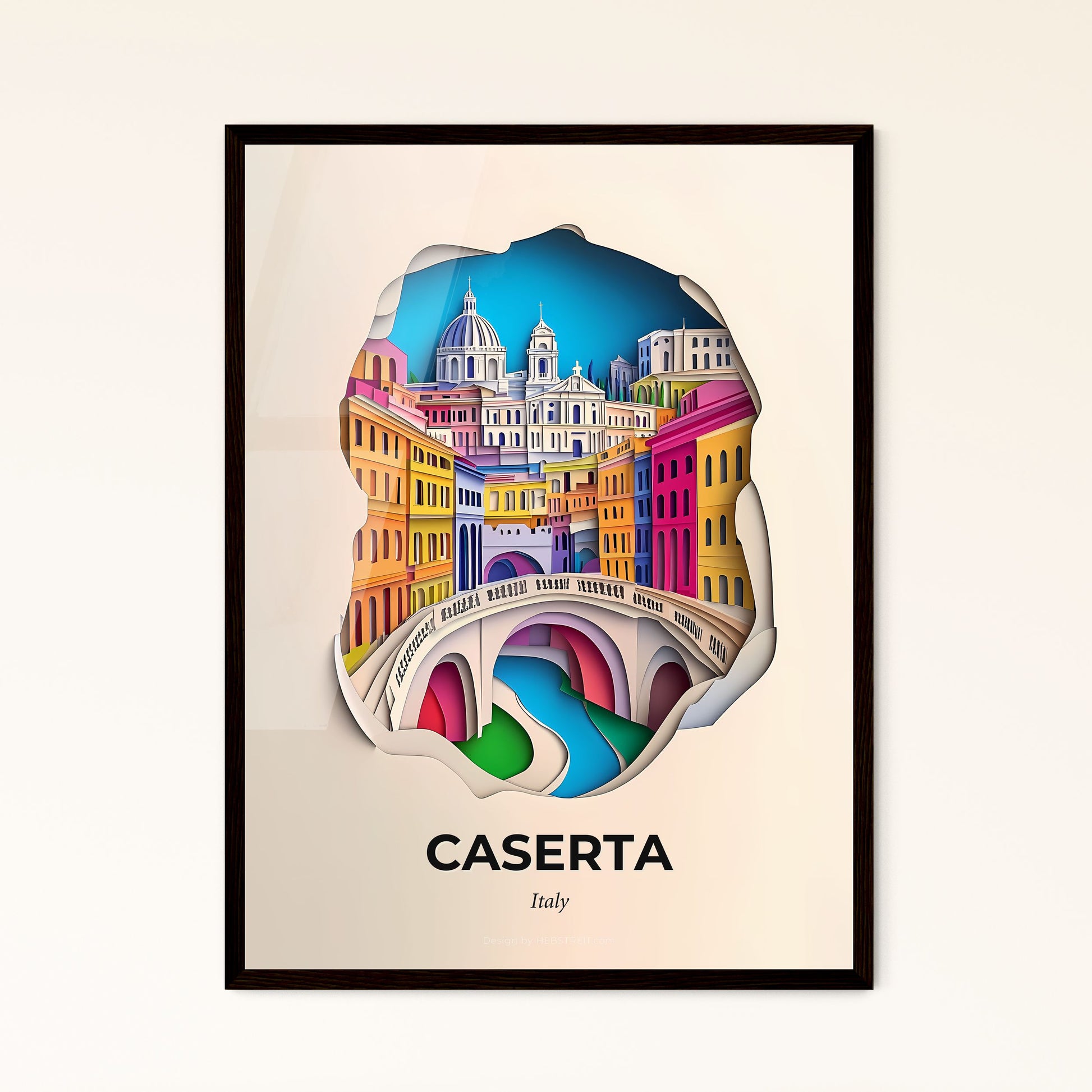 Vivid Caserta, Italy - a paper cut of a city with a bridge