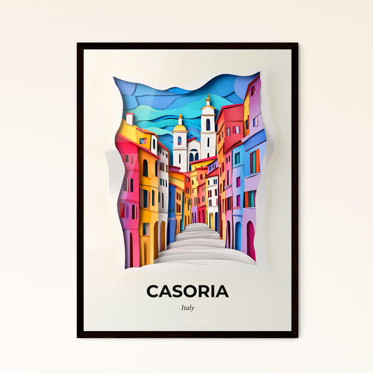 Vivid Casoria, Italy - a paper cut of a city street with a church