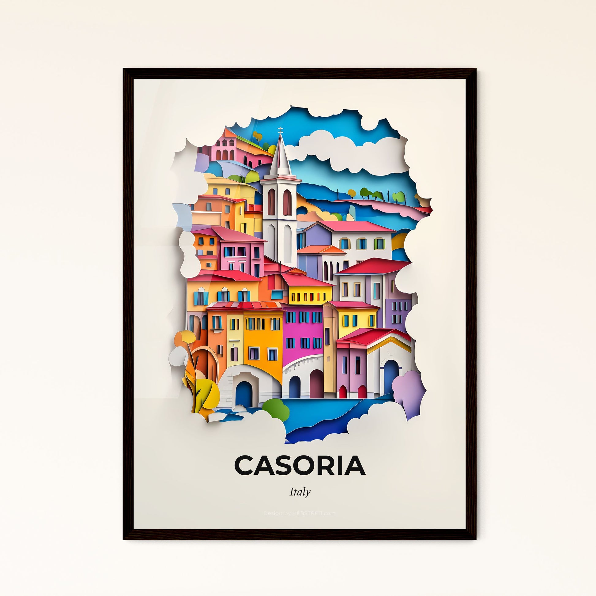 Vivid Casoria, Italy - a paper cut of a city with a clock tower