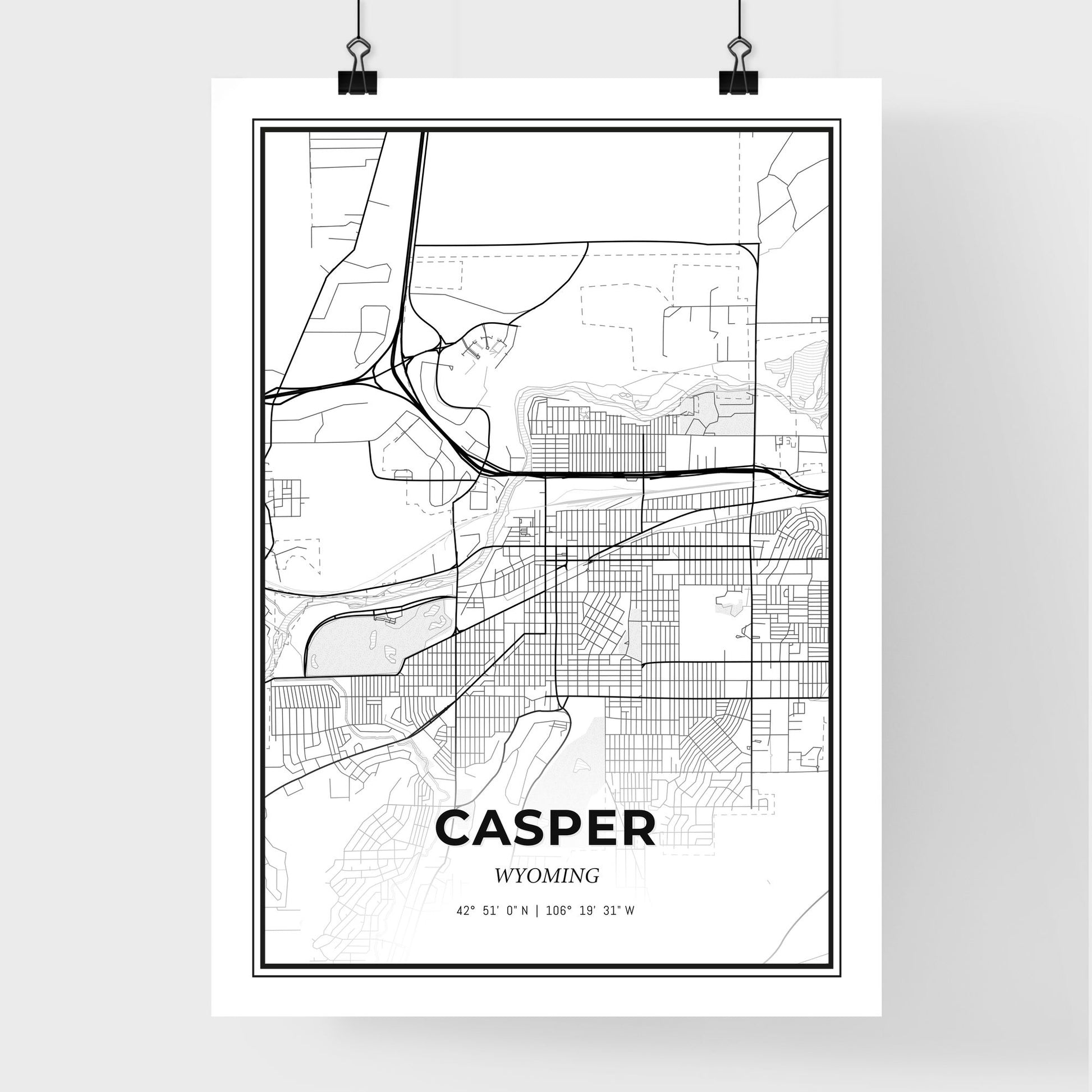 Casper Wyoming - Premium City Map Poster