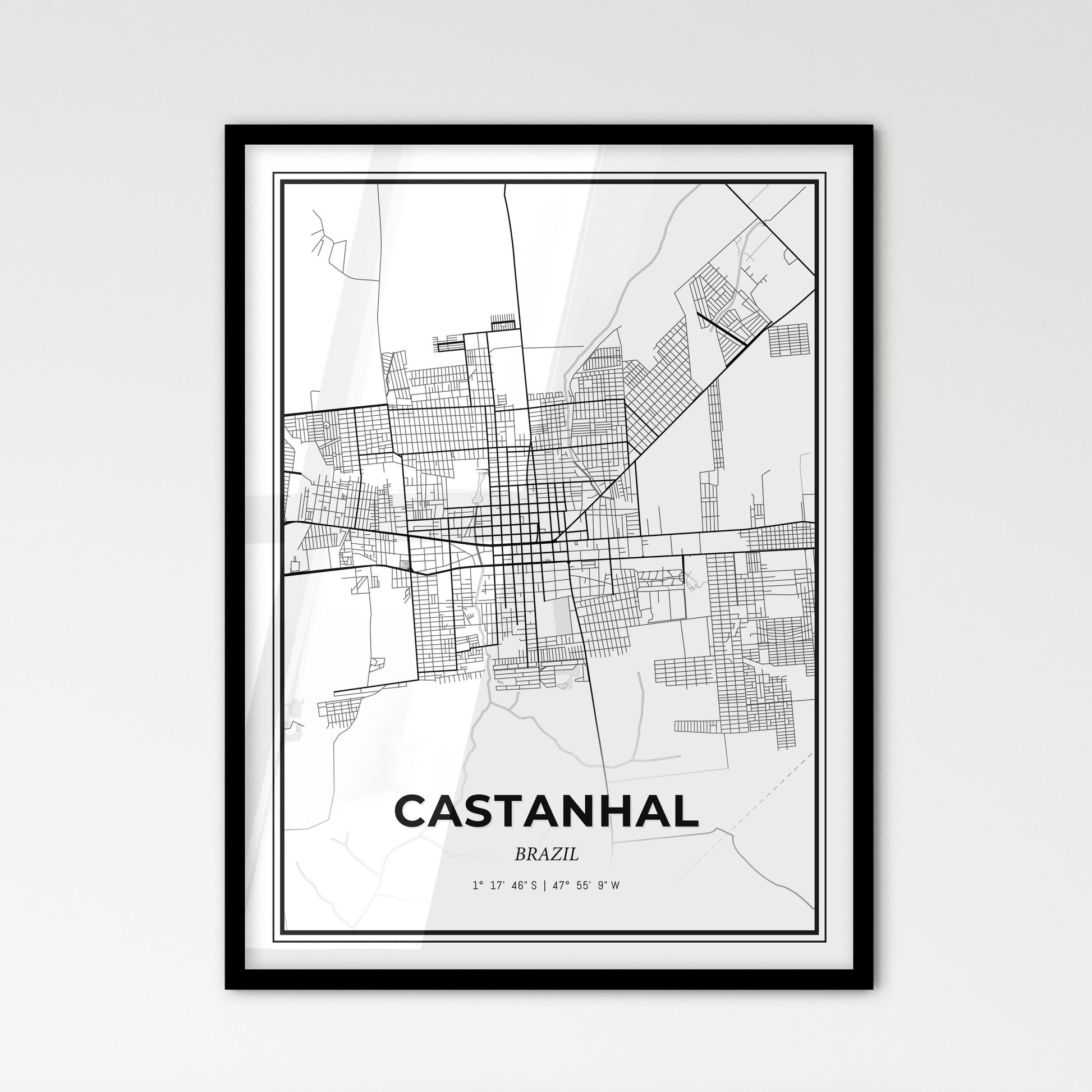 Castanhal Brazil - Scandinavian Style City Map for Modern Home Decor