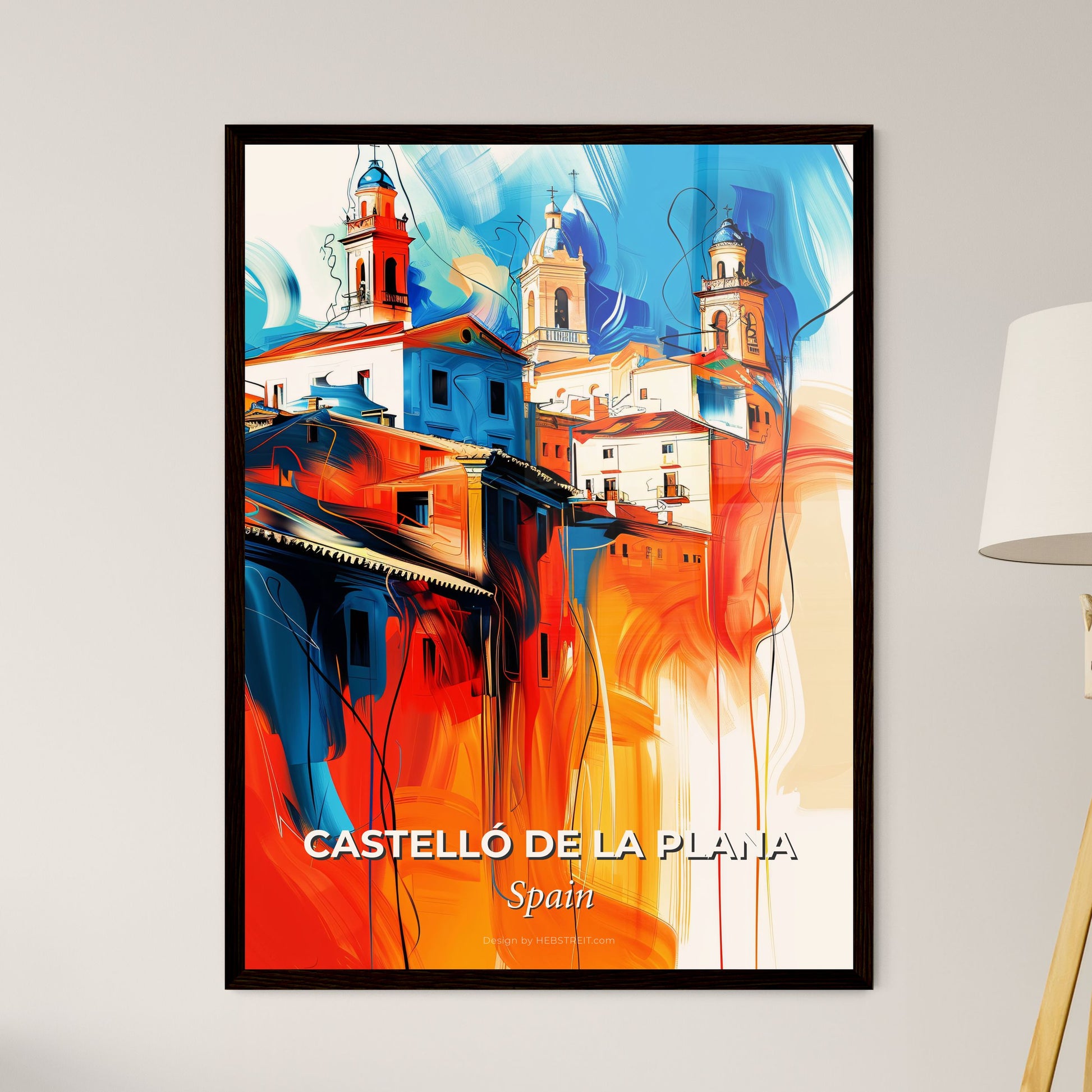 Vibrant Castelló De La Plana, Spain - A Painting Of A Building With Towers