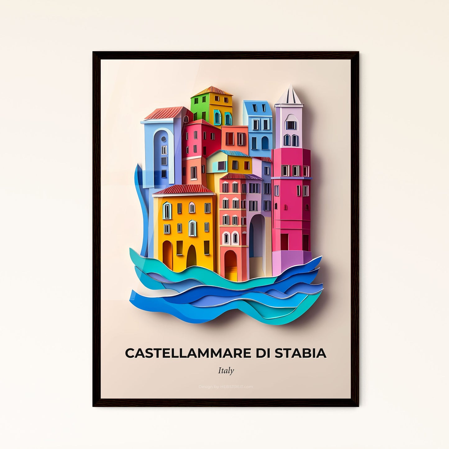 Vivid Castellammare di Stabia, Italy - a paper cut of a clock tower in a city