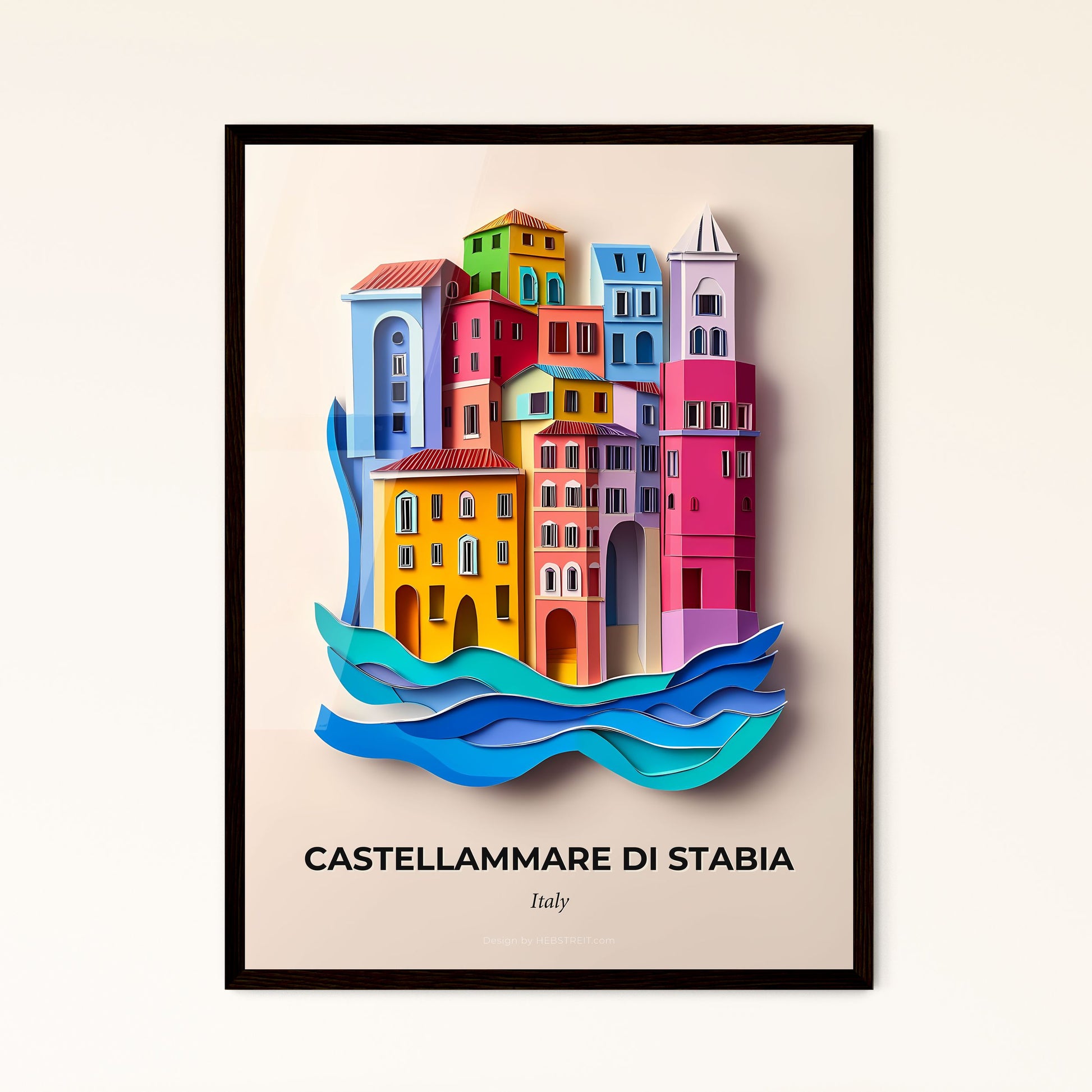 Vivid Castellammare di Stabia, Italy - a paper cut of a clock tower in a city