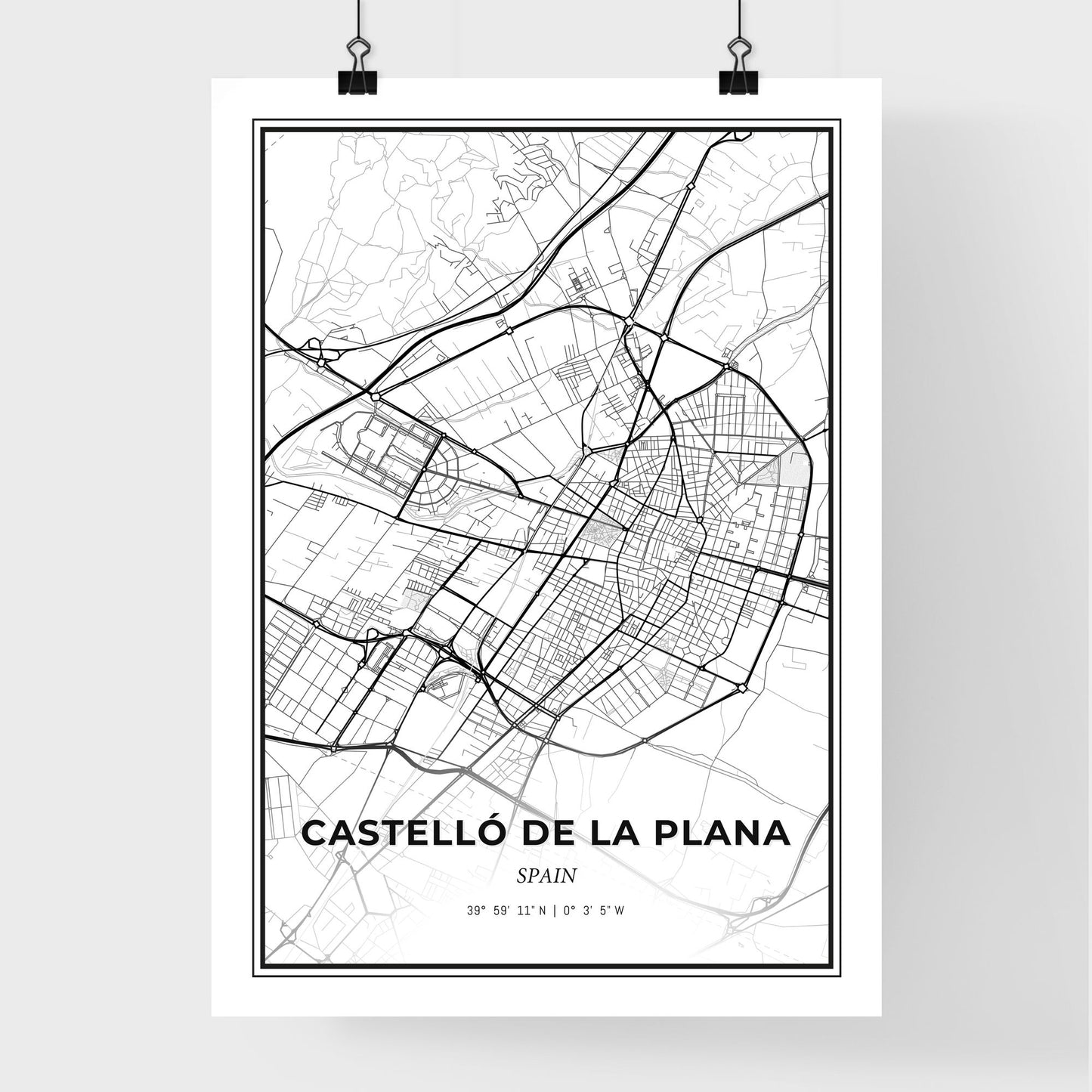 Castelló de la Plana Spain - Premium City Map Poster