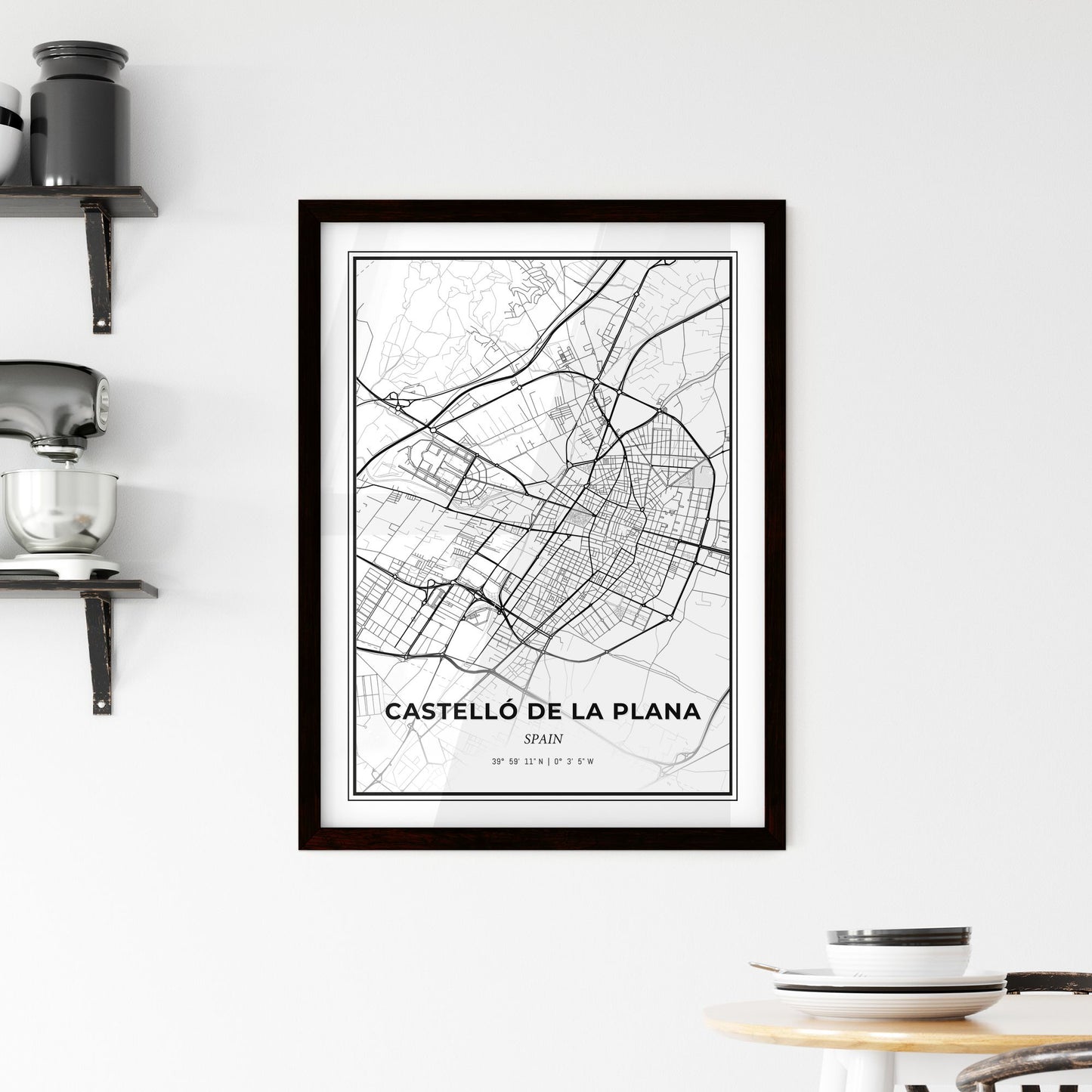 Castelló de la Plana Spain - Minimal City Map