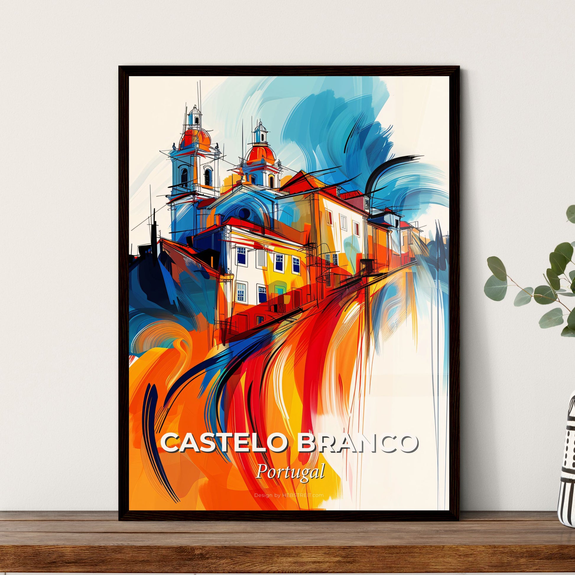 Vibrant Castelo Branco, Portugal - A Colorful Painting Of A Building