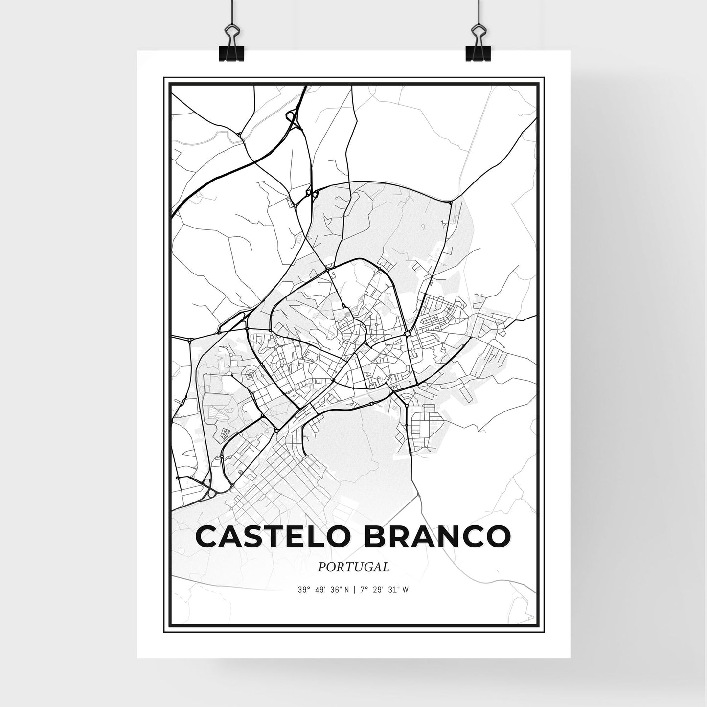 Castelo Branco Portugal - Premium City Map Poster