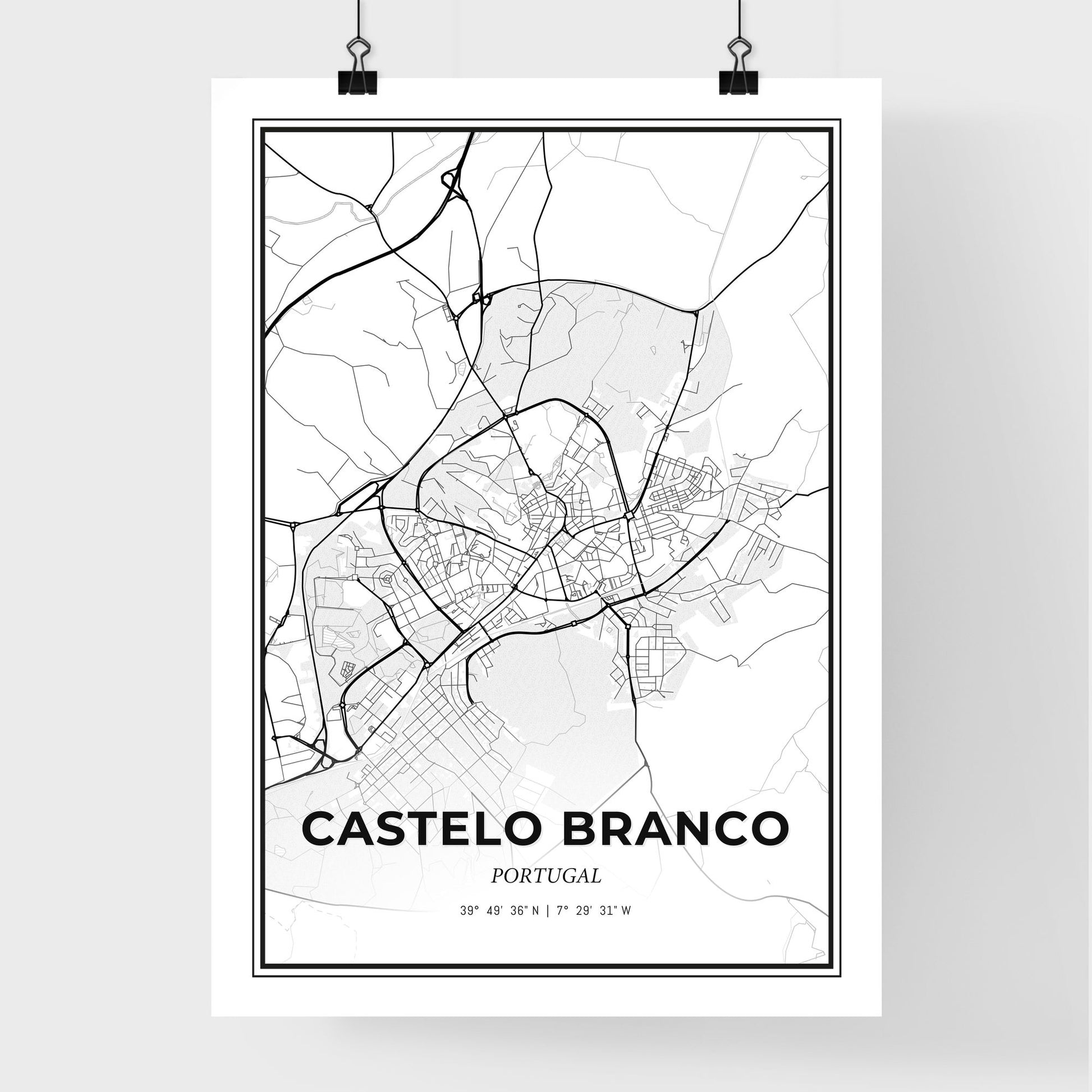 Castelo Branco Portugal - Premium City Map Poster