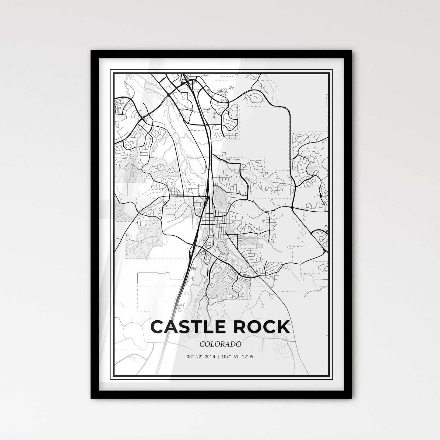 Castle Rock Colorado - Scandinavian Style City Map for Modern Home Decor