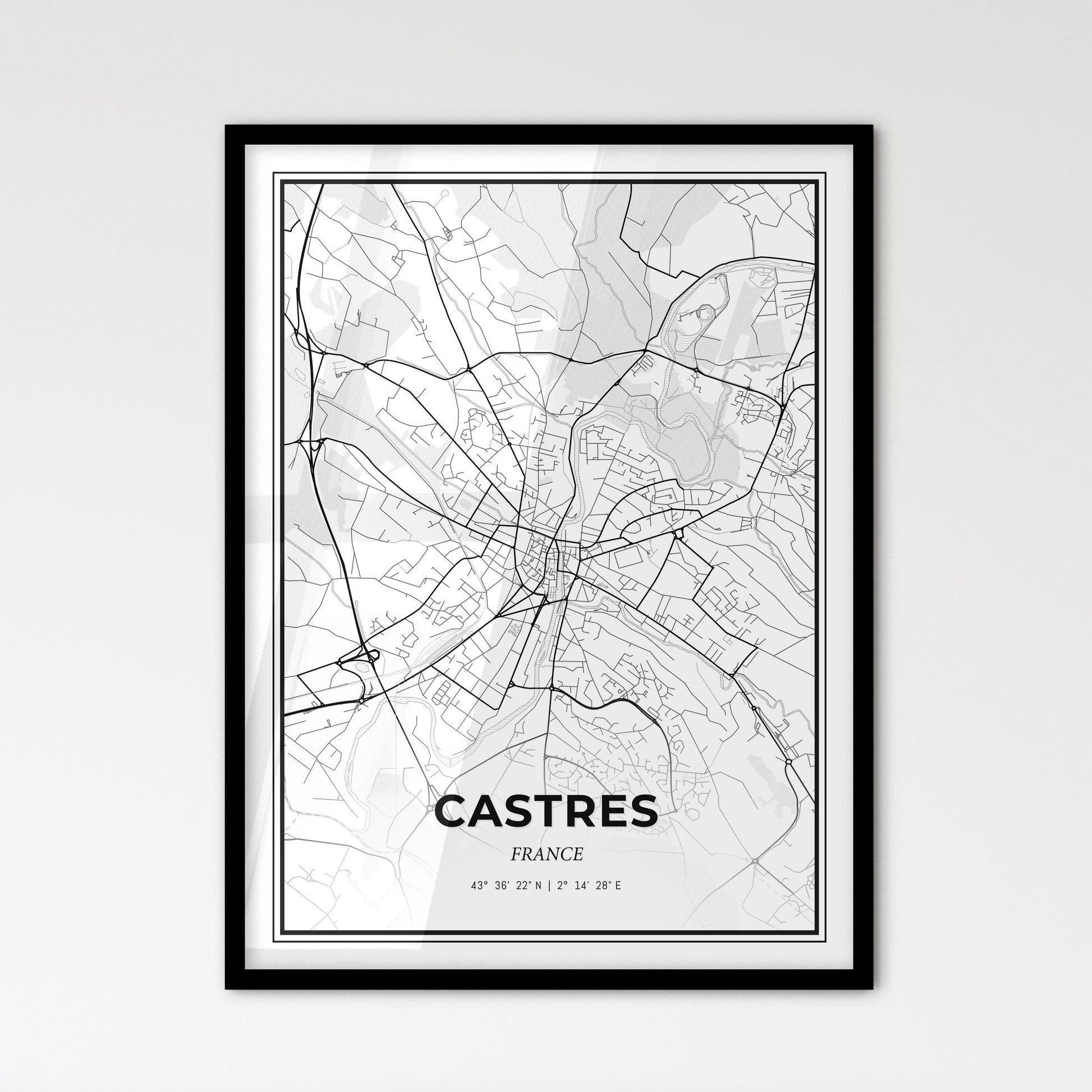 Castres France - Scandinavian Style City Map for Modern Home Decor