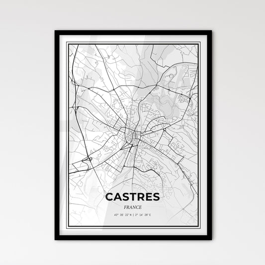 Castres France - Scandinavian Style City Map for Modern Home Decor