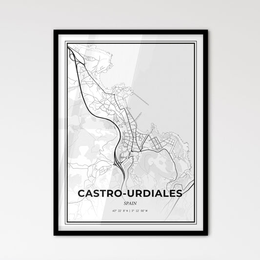 Castro-Urdiales Spain - Scandinavian Style City Map for Modern Home Decor