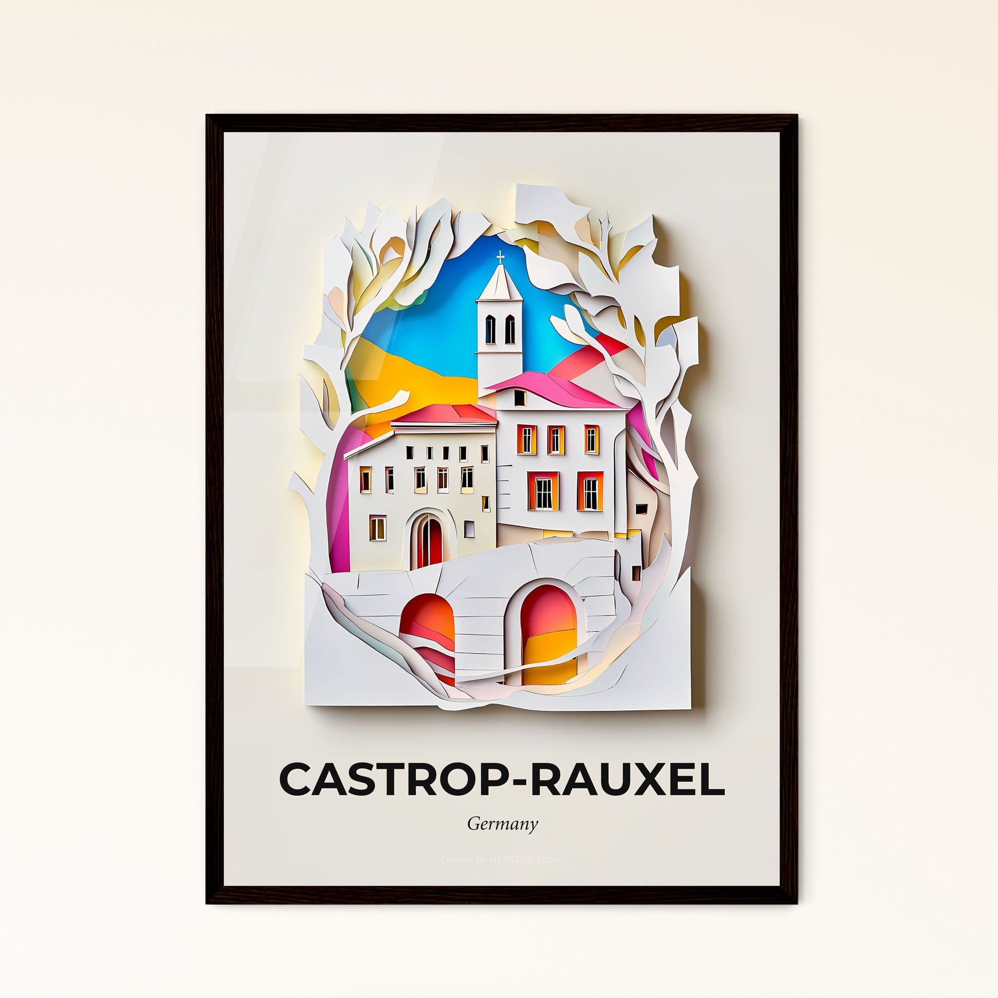 Vivid Castrop-Rauxel, Germany - a paper cut of a building with a clock tower