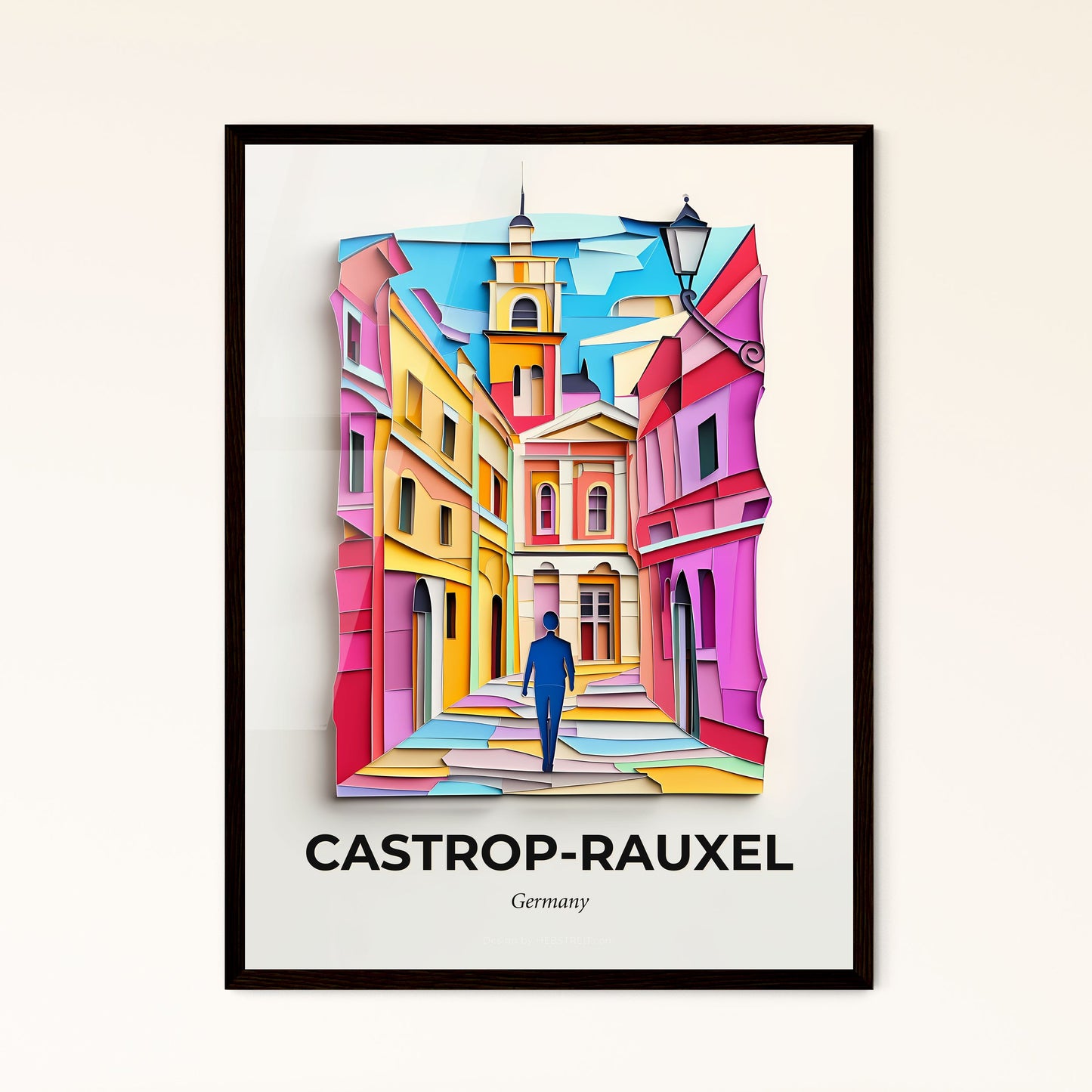 Vivid Castrop-Rauxel, Germany - a person walking down a street in a colorful city