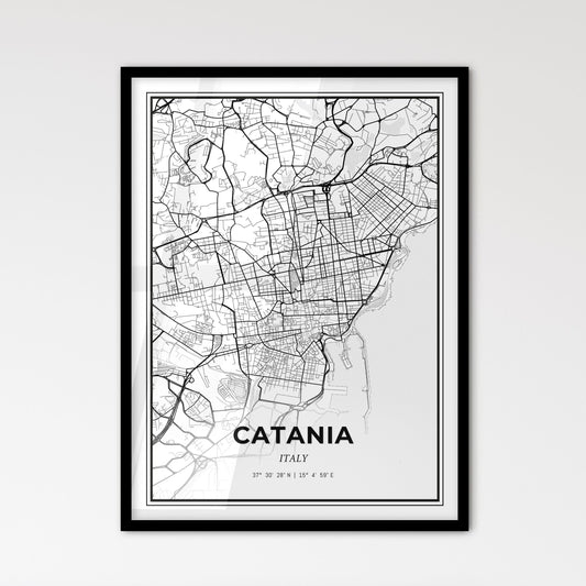 Catania Italy - Scandinavian Style City Map for Modern Home Decor