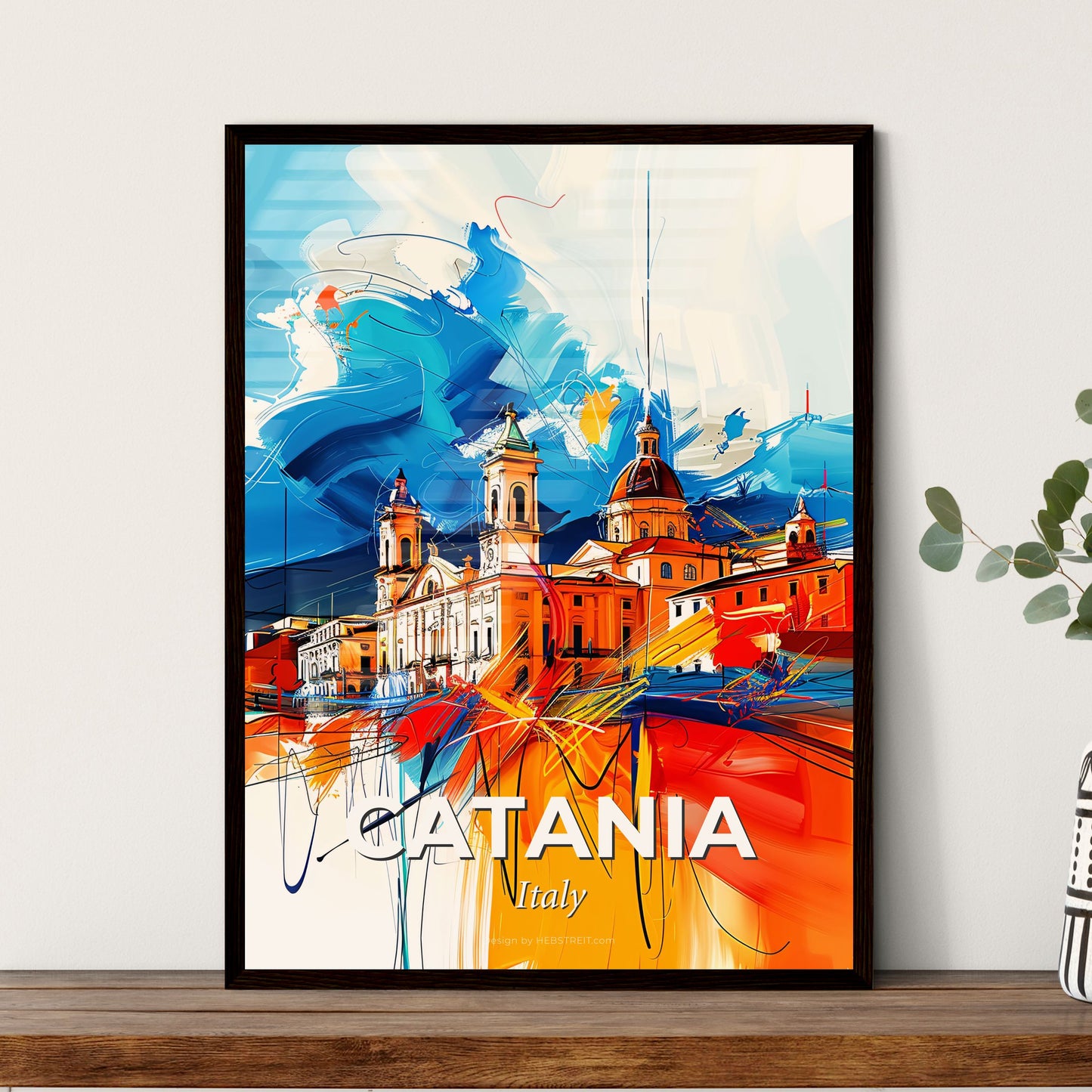 Vibrant Catania , Italy - A Painting Of A Building